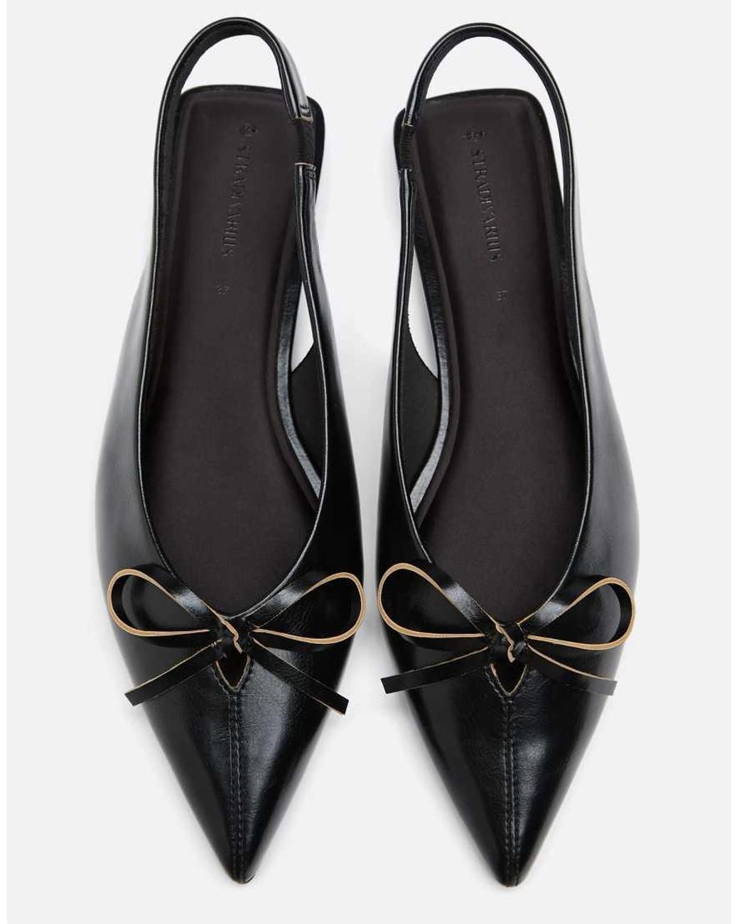 Stradivarius White Pointed Slingback Ballet Flats