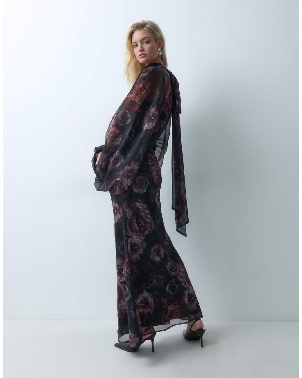 ASOS Blue Blouson Scarf Maxi Dress