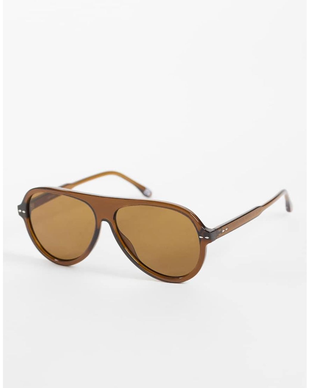 Reclaimed Vintage Natural Aviator Sunglasses With Brown Lens