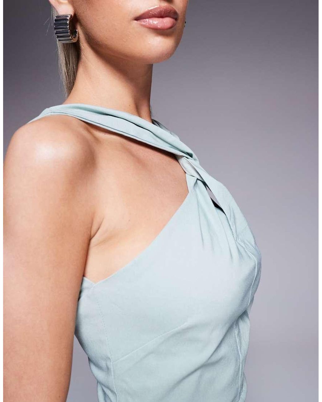 Vesper Blue Cross Neck Midaxi Dress With Thigh Split