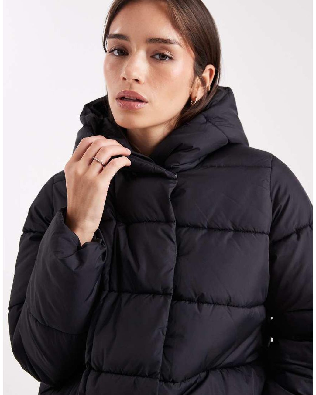 Vero Moda Blue Short Puffer Coat With Hidden Zip Detail