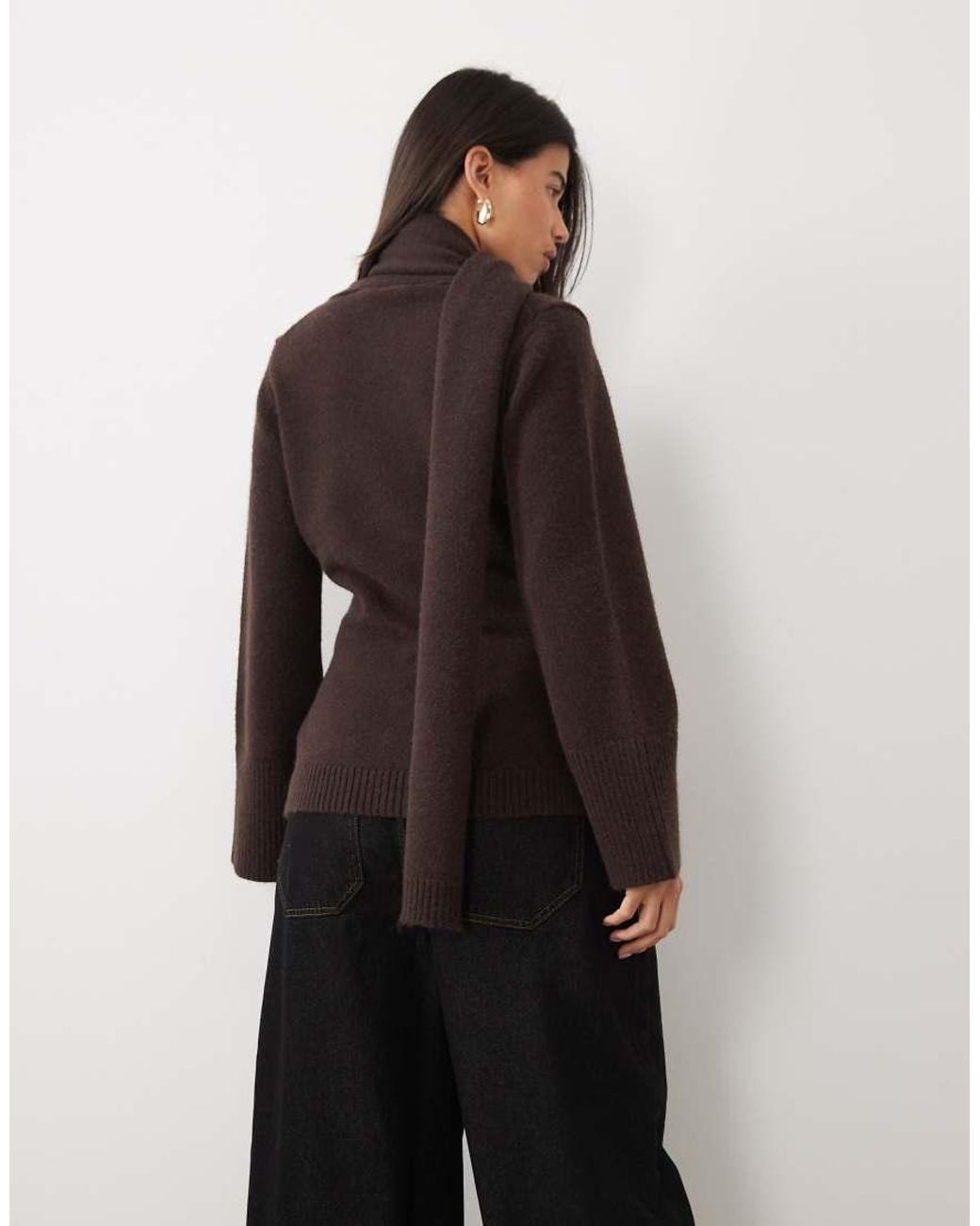 Pretty Lavish Black Knit Scarf Detail Cardigan