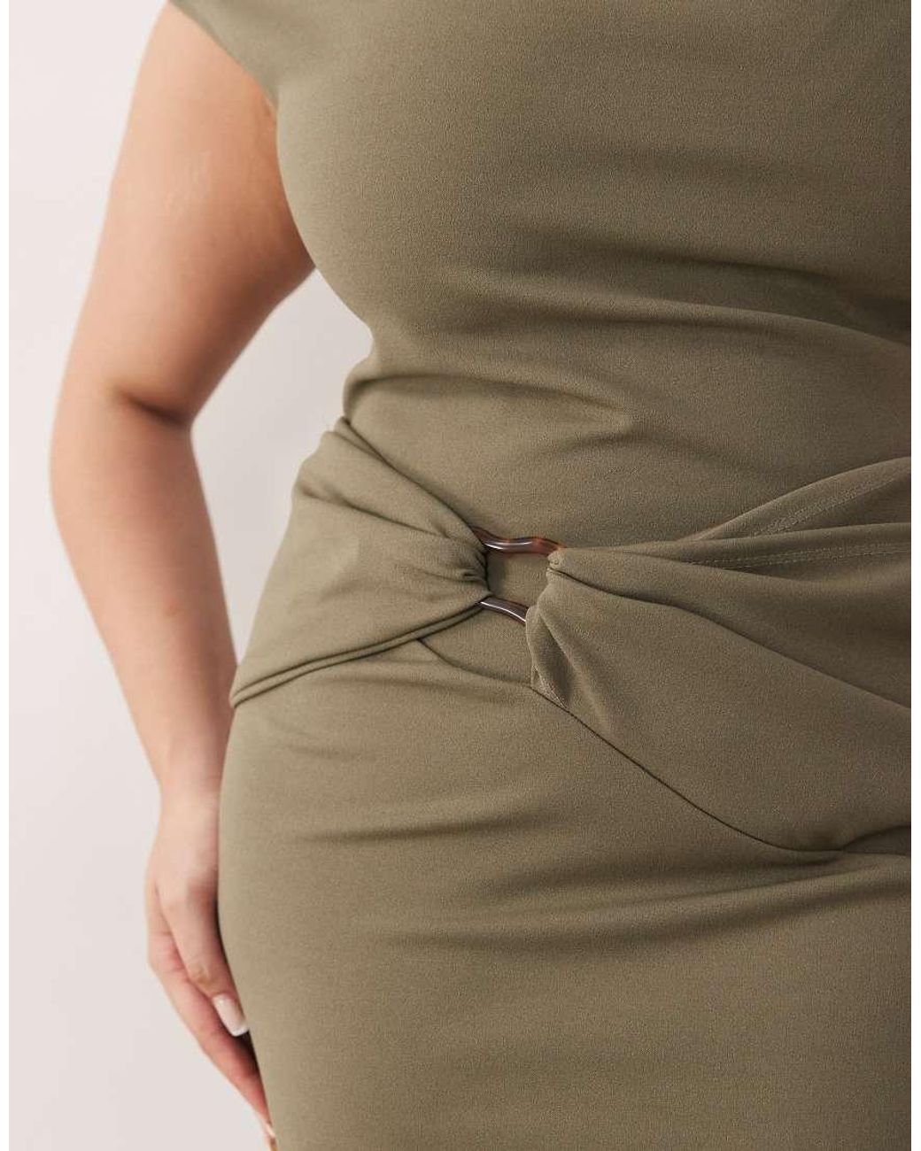 ASOS Green Cap Sleeve Wrap Trim Midi Dress