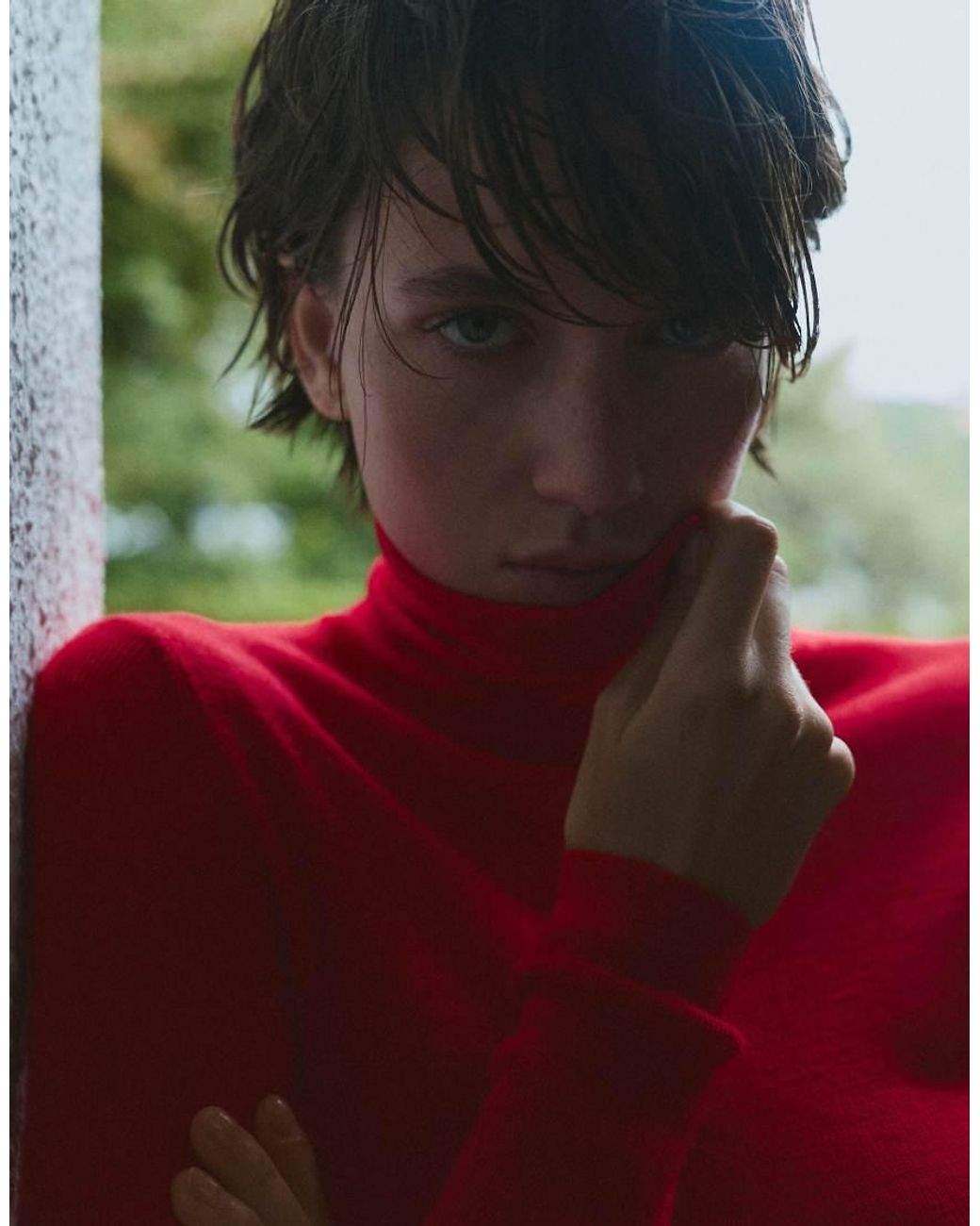 Pull&Bear Red Fitted High Neck Jumper