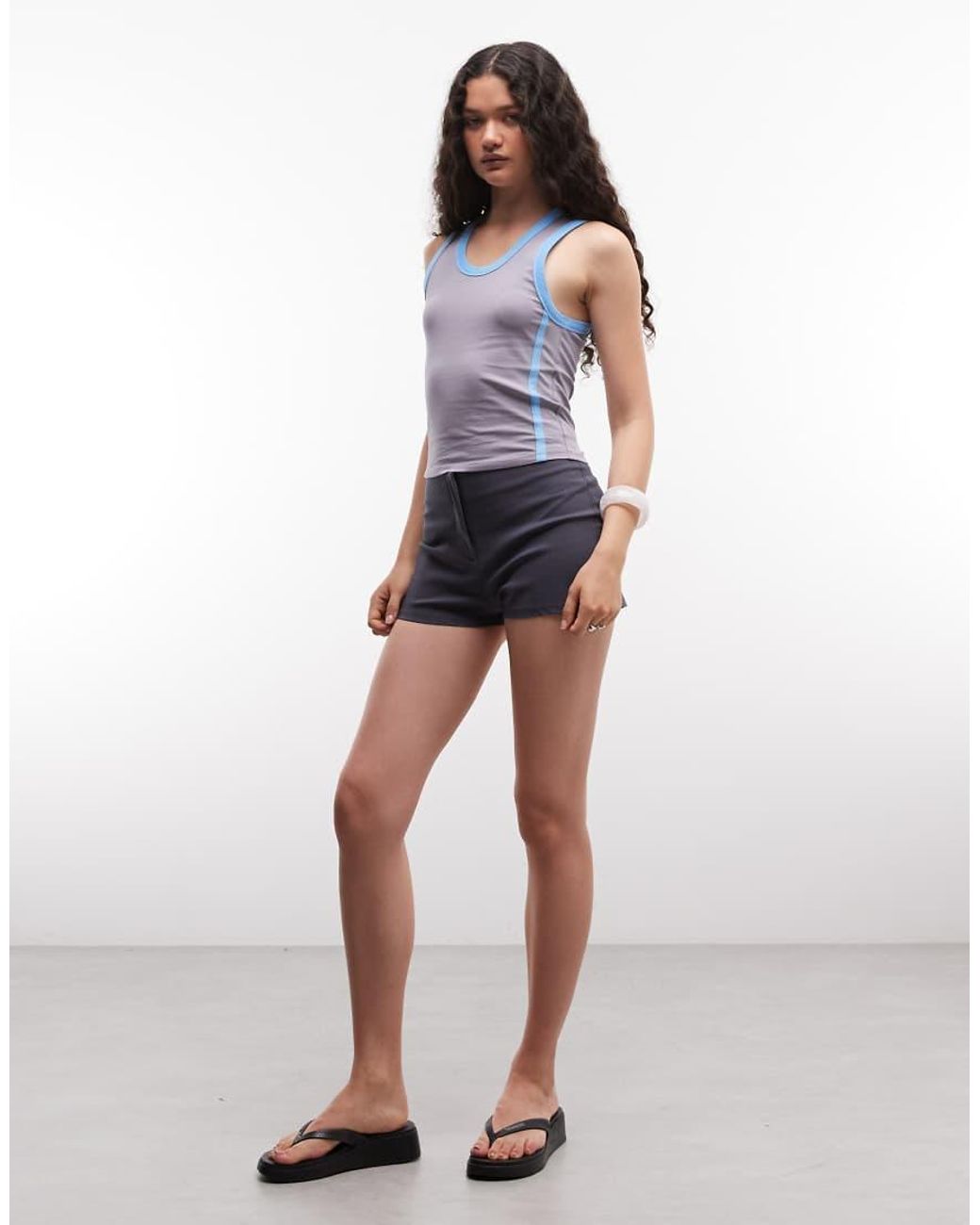 Collusion Gray Contrast Neck Sporty Racer Vest