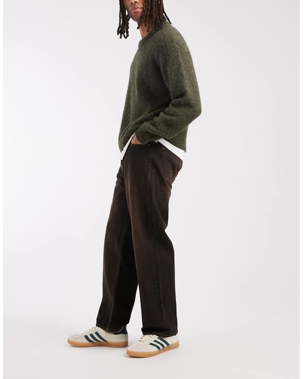 Jack & Jones Black Alex baggy Jeans With Brown Tint for men
