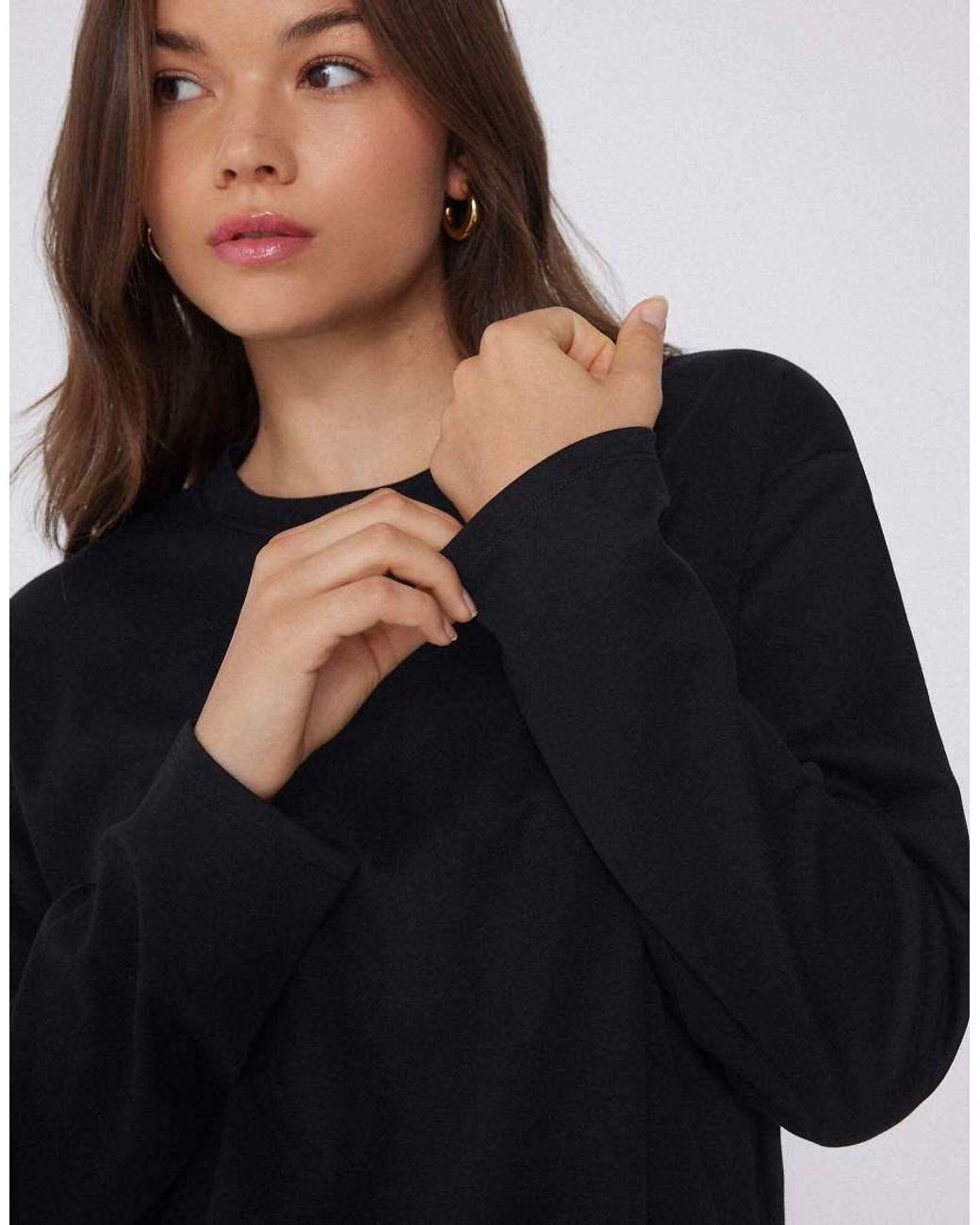 Tezenis Black Mid Weight Cotton Long Sleeve T-Shirt