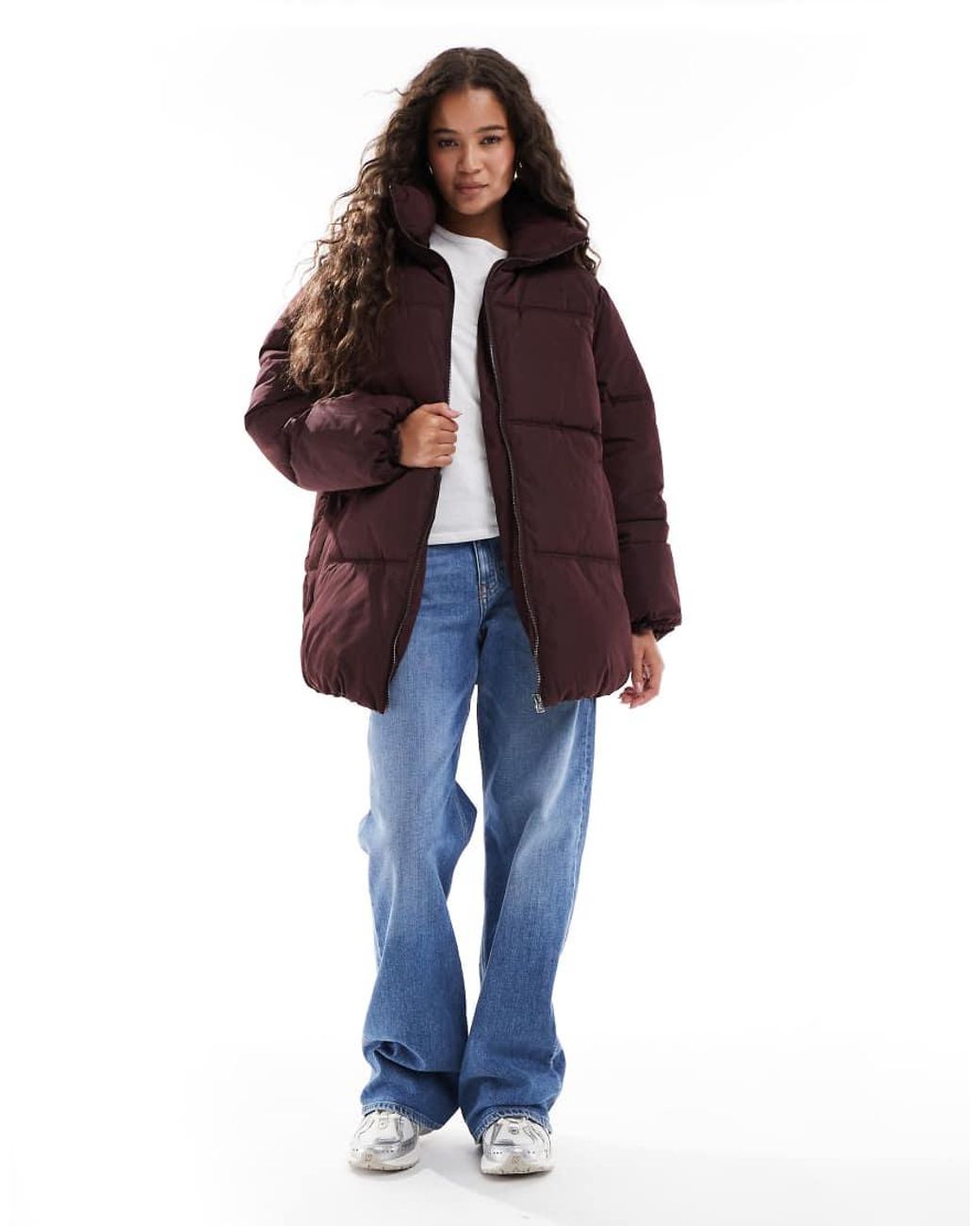 Miss Selfridge Red Mid Length Puffer Jacket