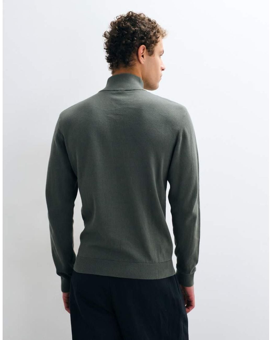 Mango Gray Teen Knitted Quarter Zip Jumper for men
