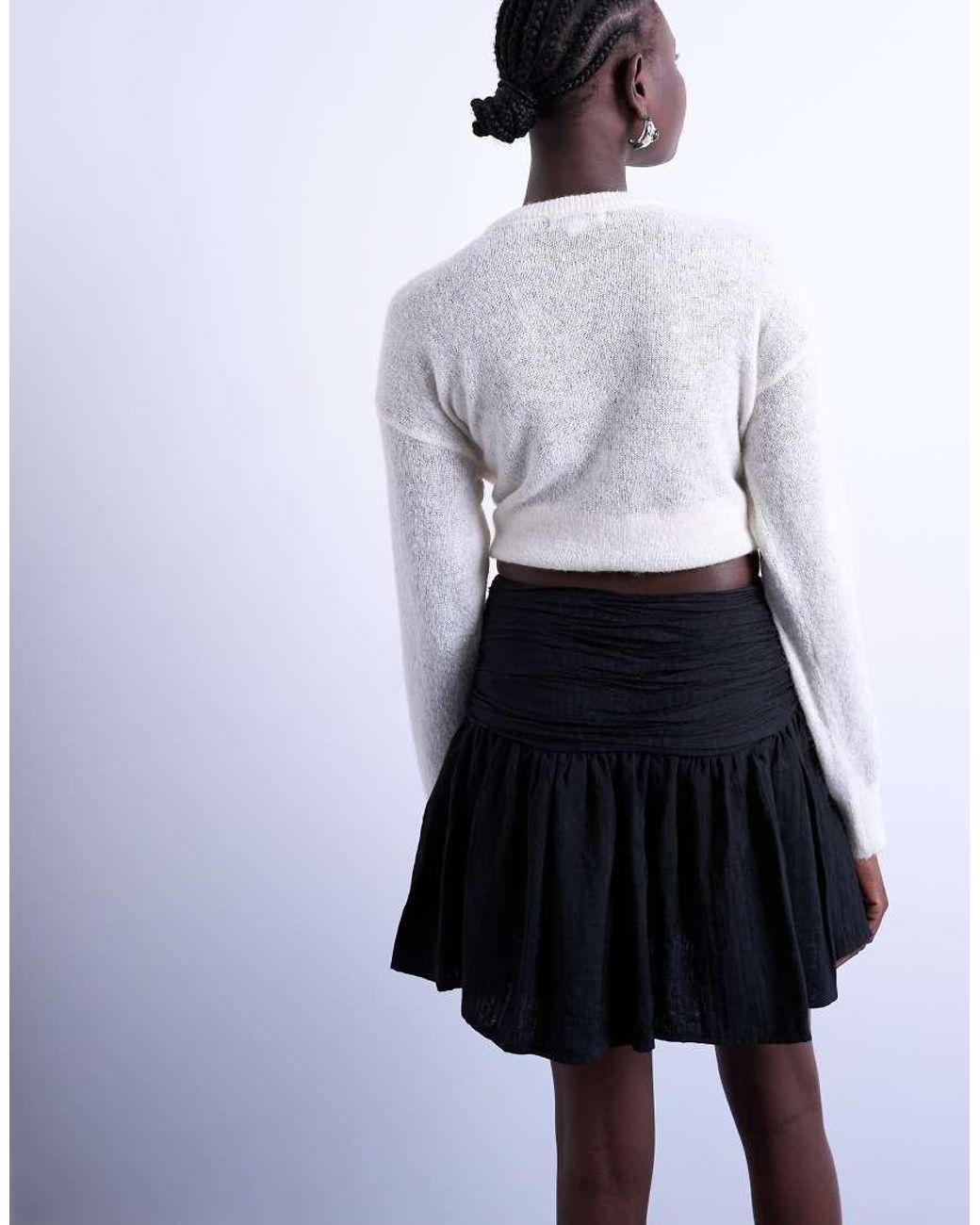 TOPSHOP White Drop Waist Mini Skirt