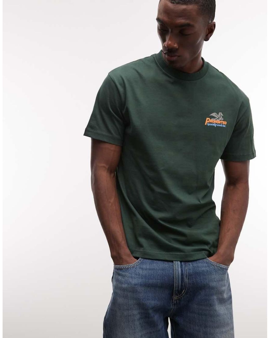 Prohibited Green Showroom Back Print T-shirt for men