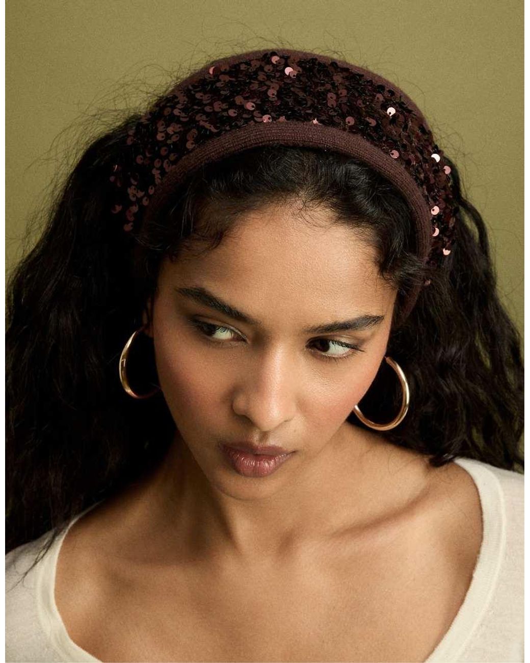 Stradivarius White Sequin Headband
