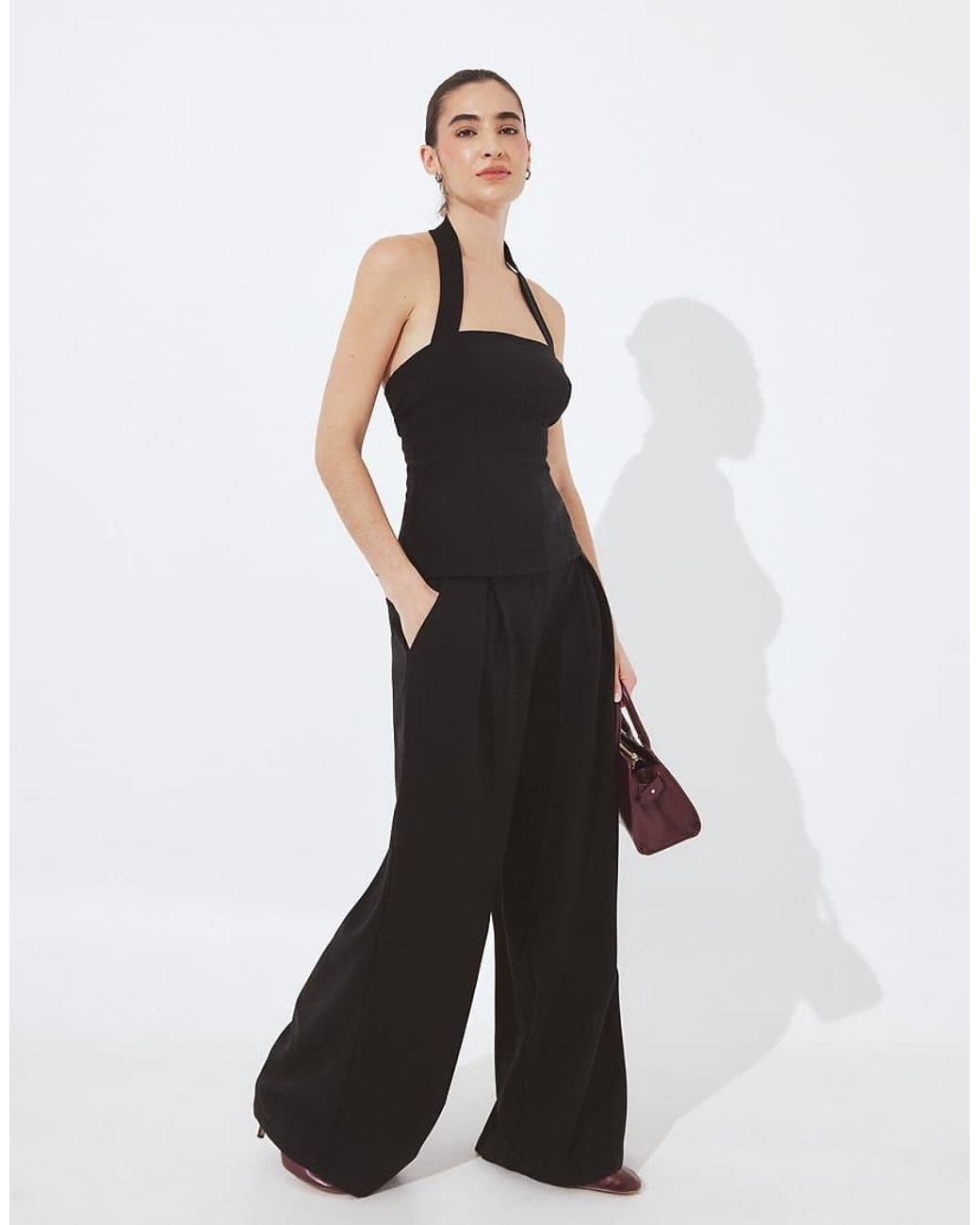 NA-KD Black Tailored Halterneck Corset Top