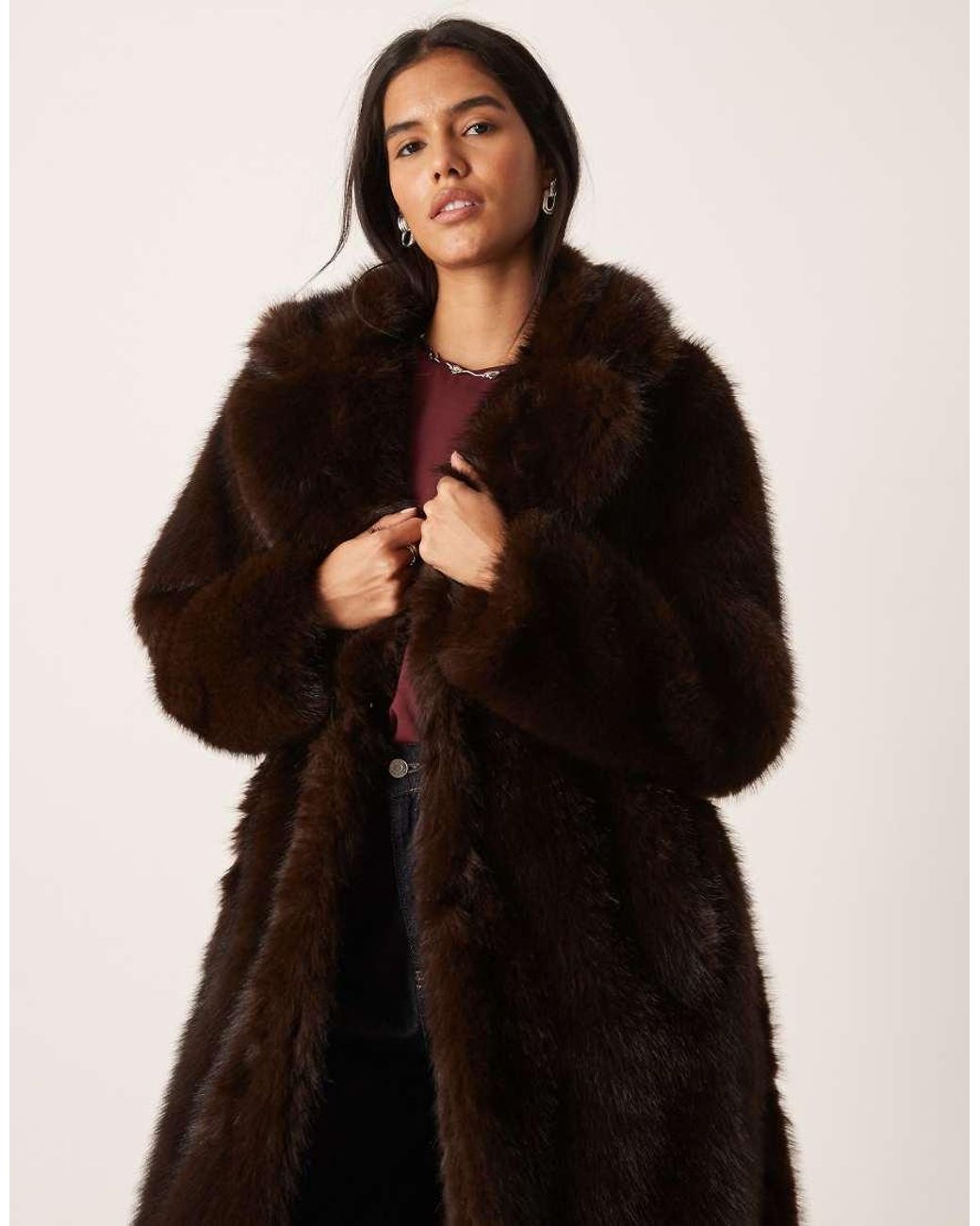 Urbancode Black Belted Monster Faux Fur Coat