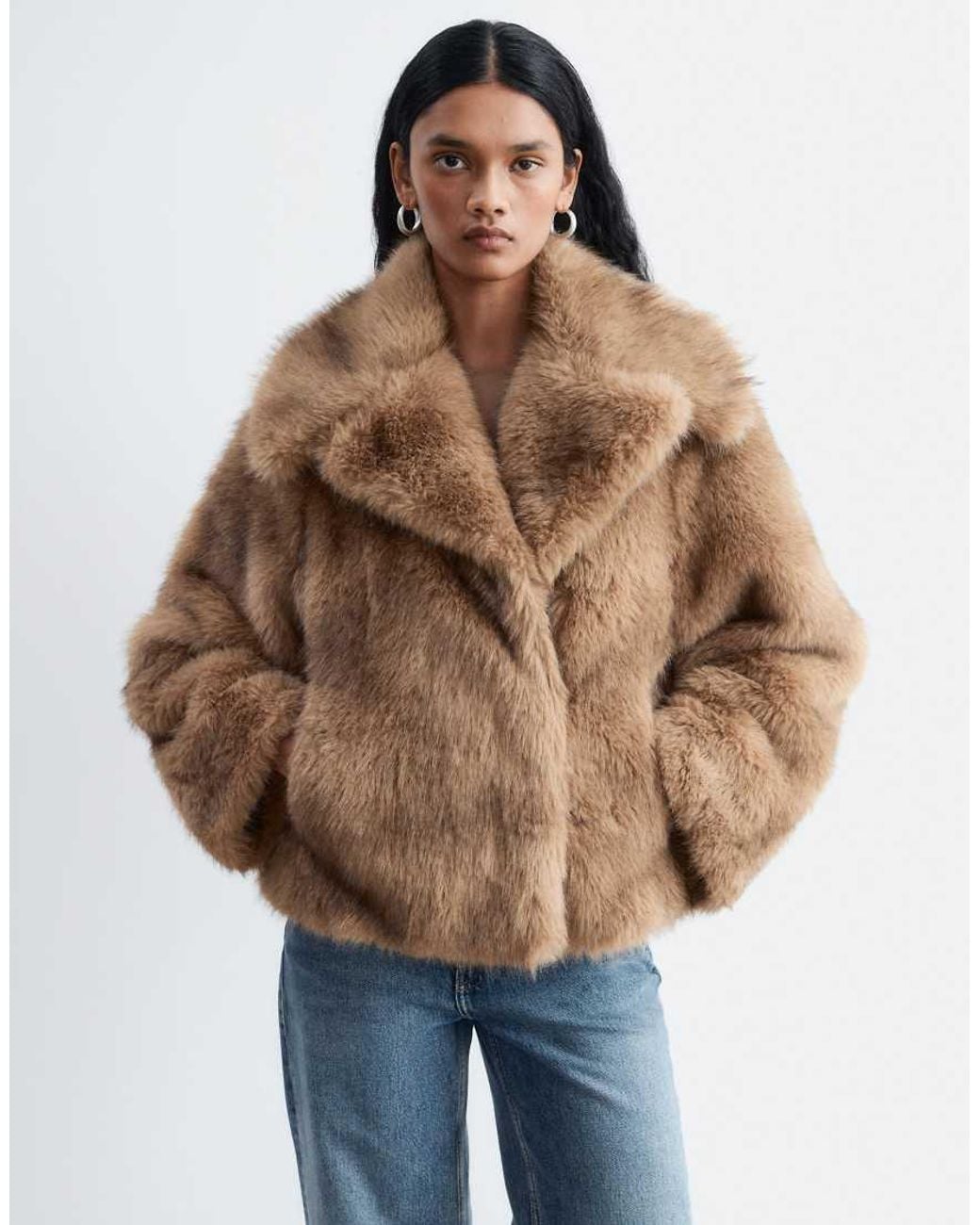 & Other Stories Brown Faux Fur Coat