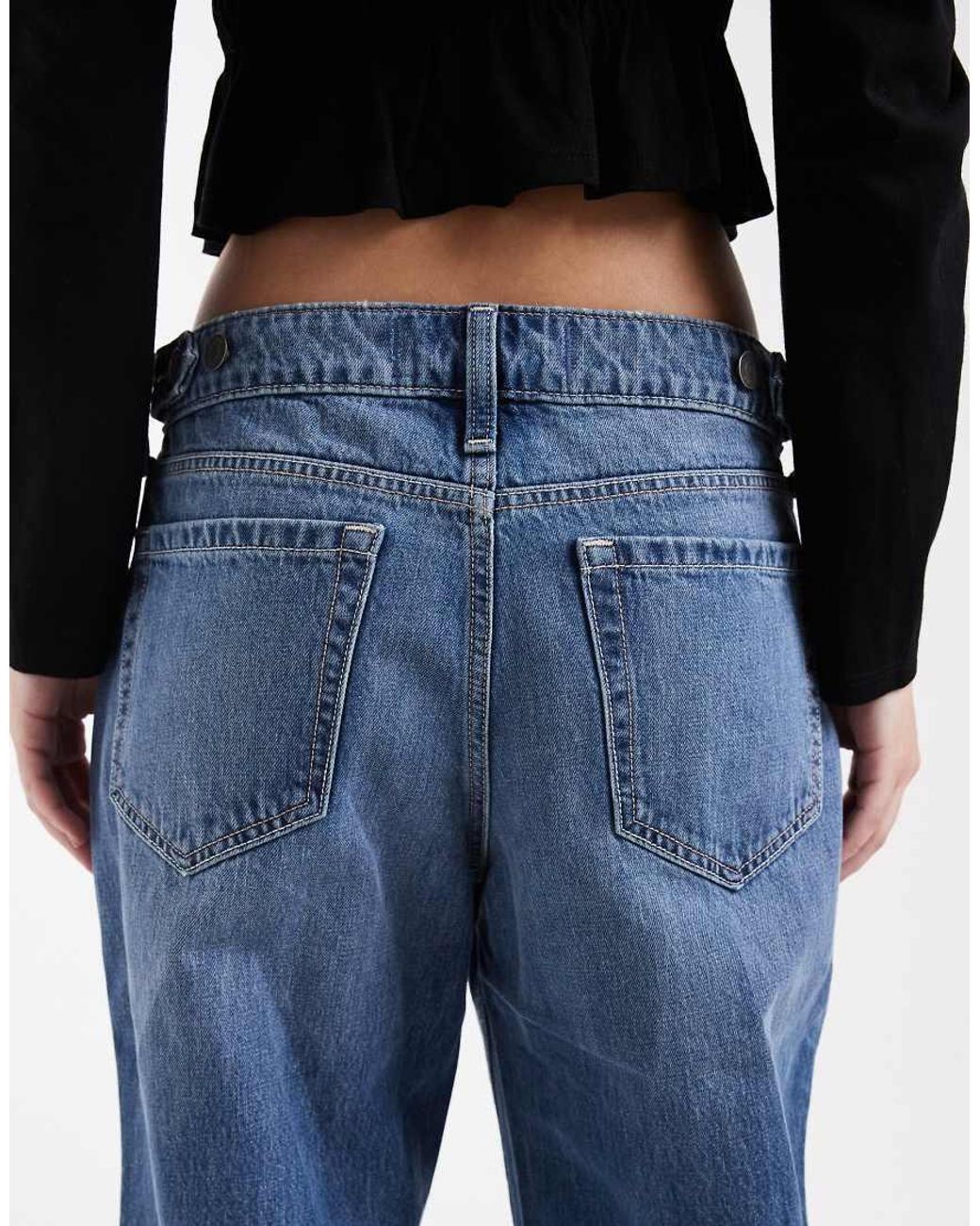 Hollister Blue Low Rise Baggy Jeans With Adjustable Waist