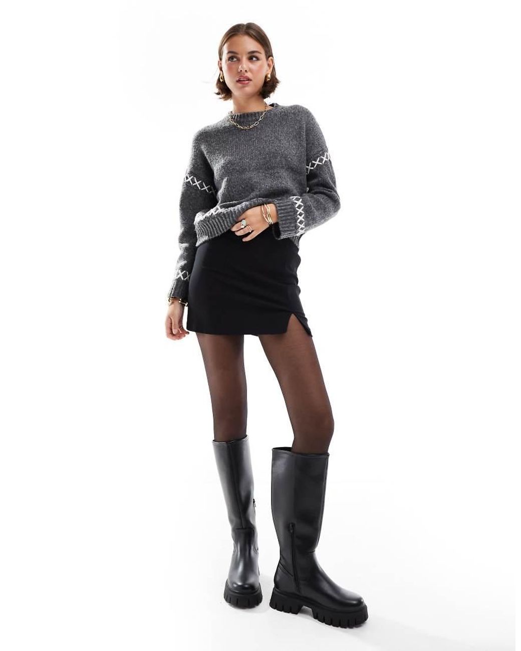 ONLY Black Contrast Details Round Neck Jumper