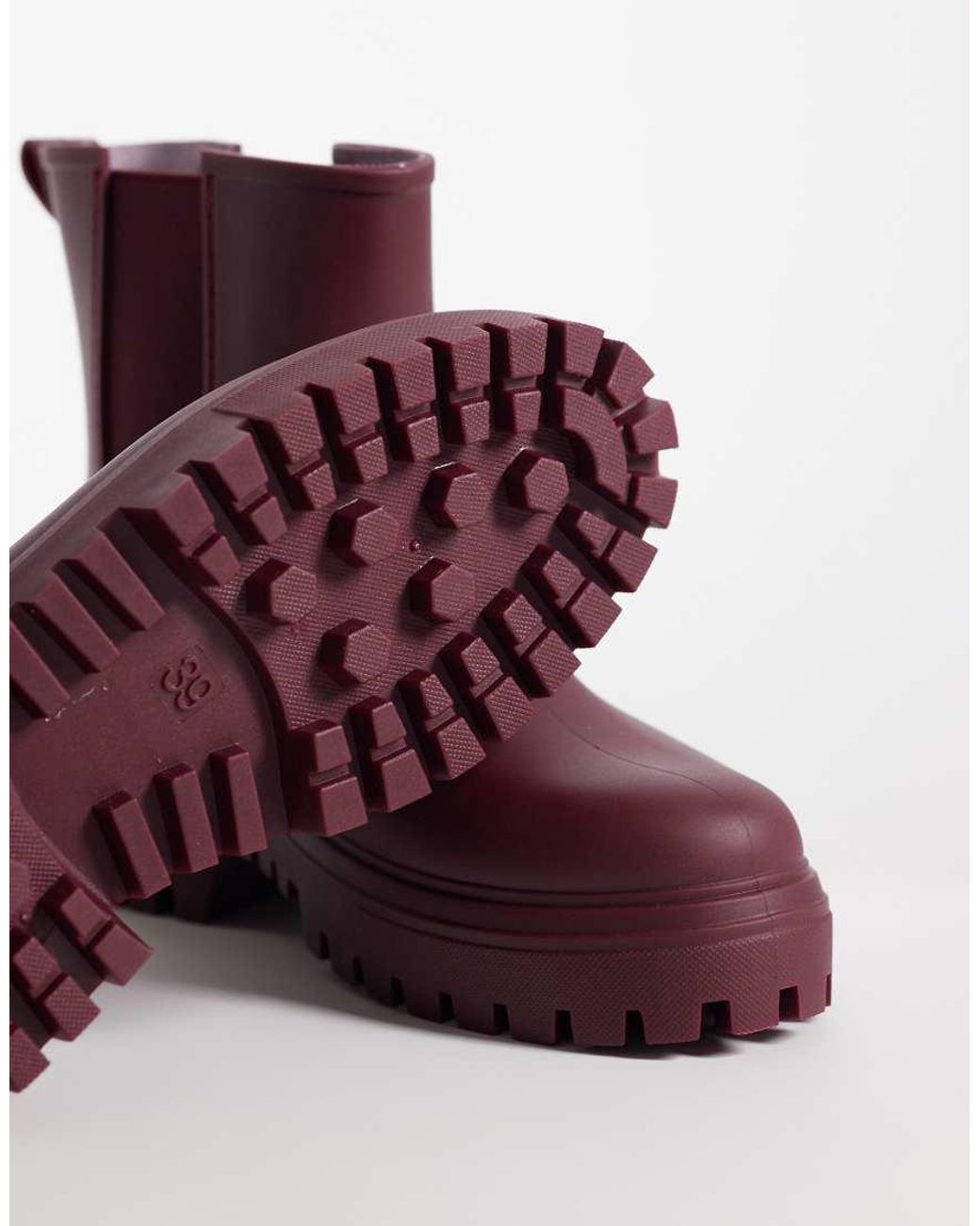 London Rebel Purple Phoebe Chunky Chelsea Rain Boots