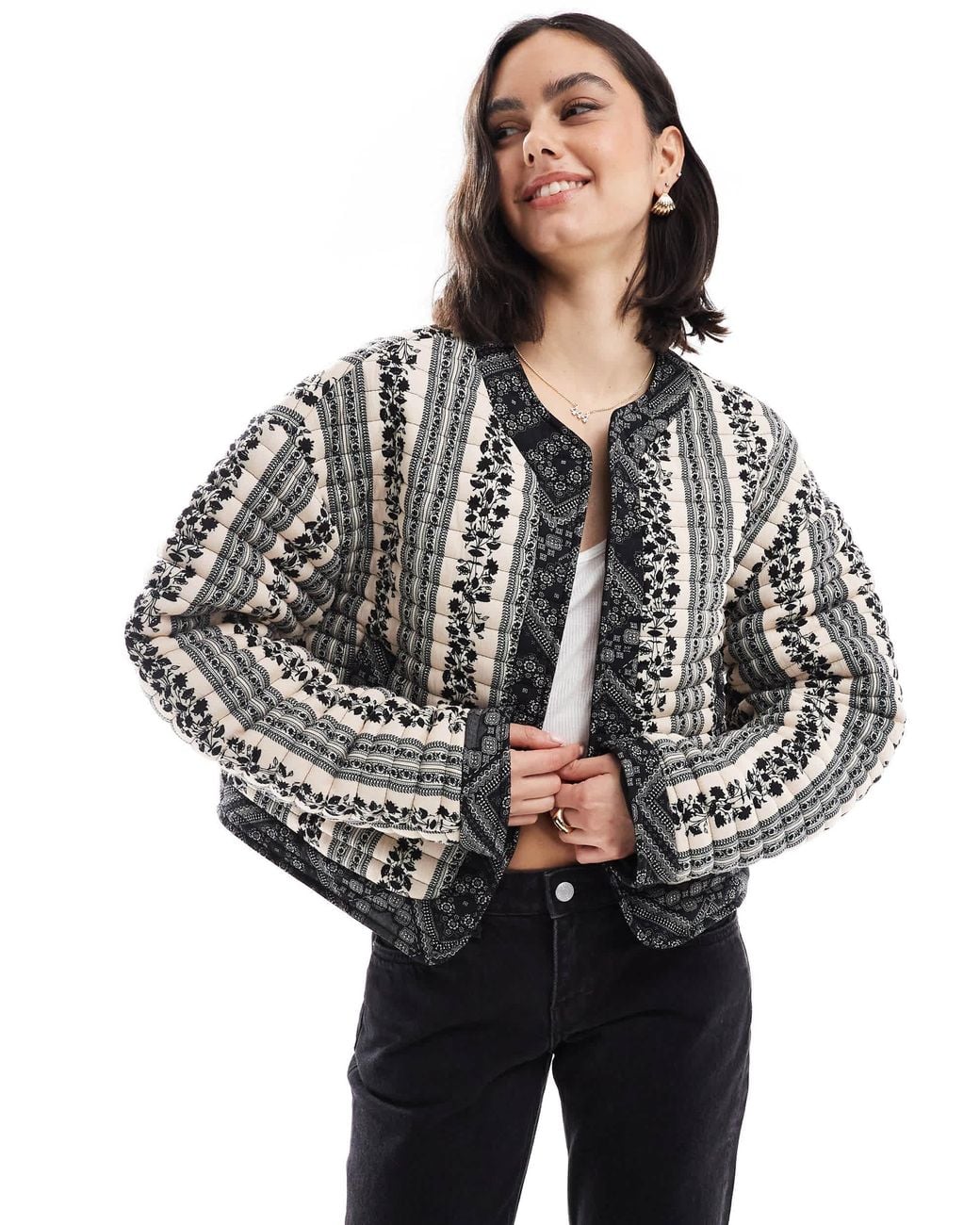 ASOS Black Cropped Quilted Jacket