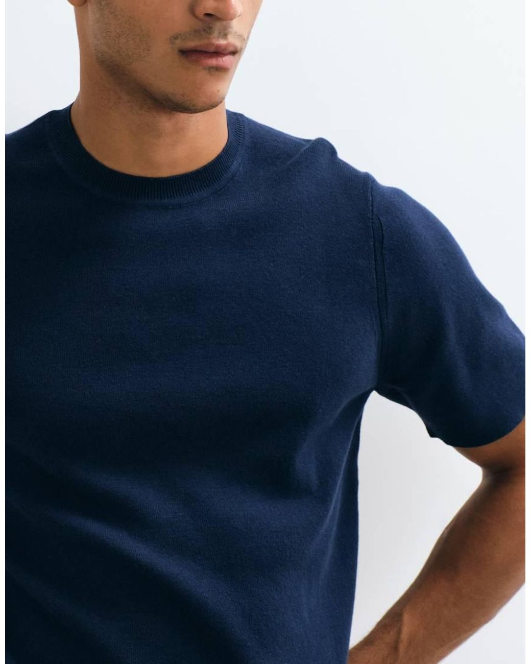 ASOS Blue Essential Fine-rib Knit Crew-neck for men