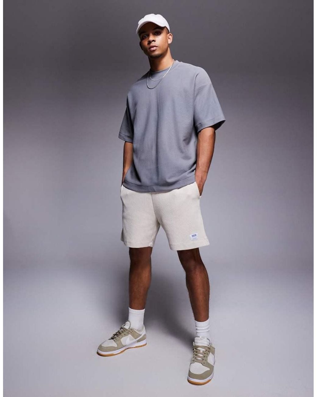 HUGO Gray Loose Fit Jersey Shorts for men