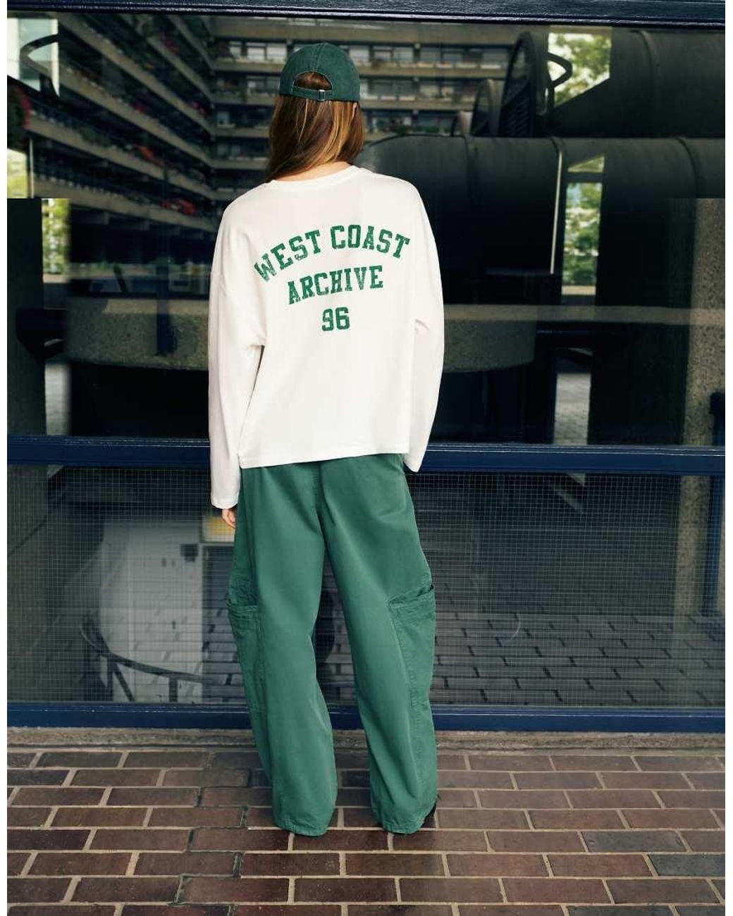 Pull&Bear Green Cargo Balloon Trousers
