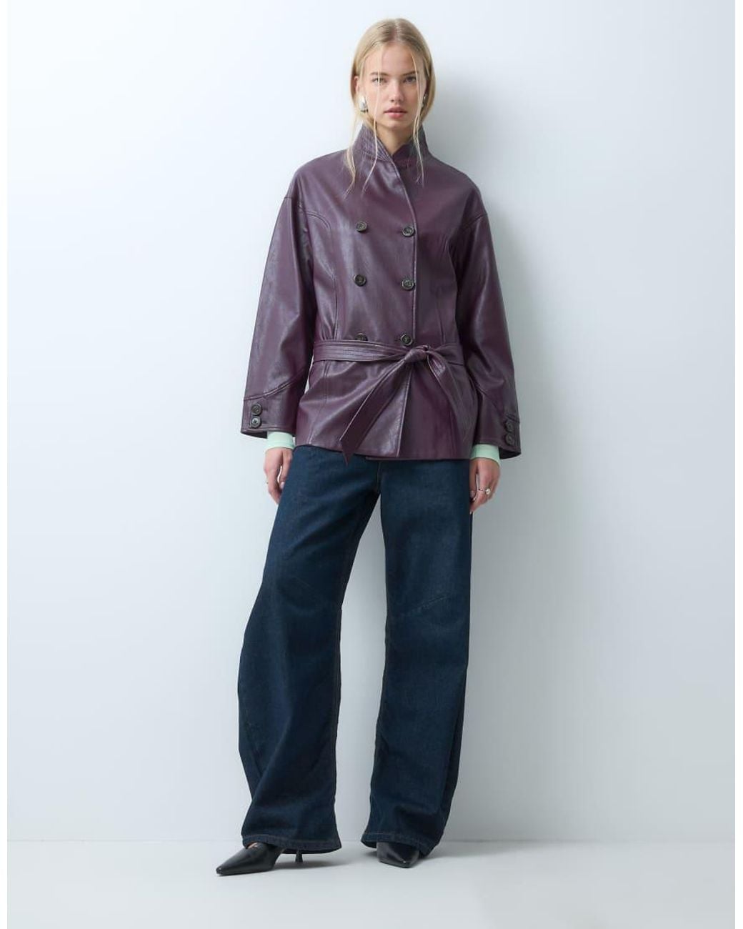 laagam Purple Quinn Long Jacket With Belt