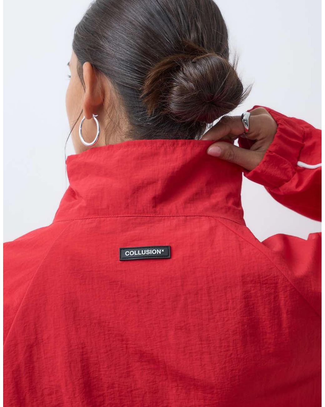 Collusion Red Nylon Track Jacket