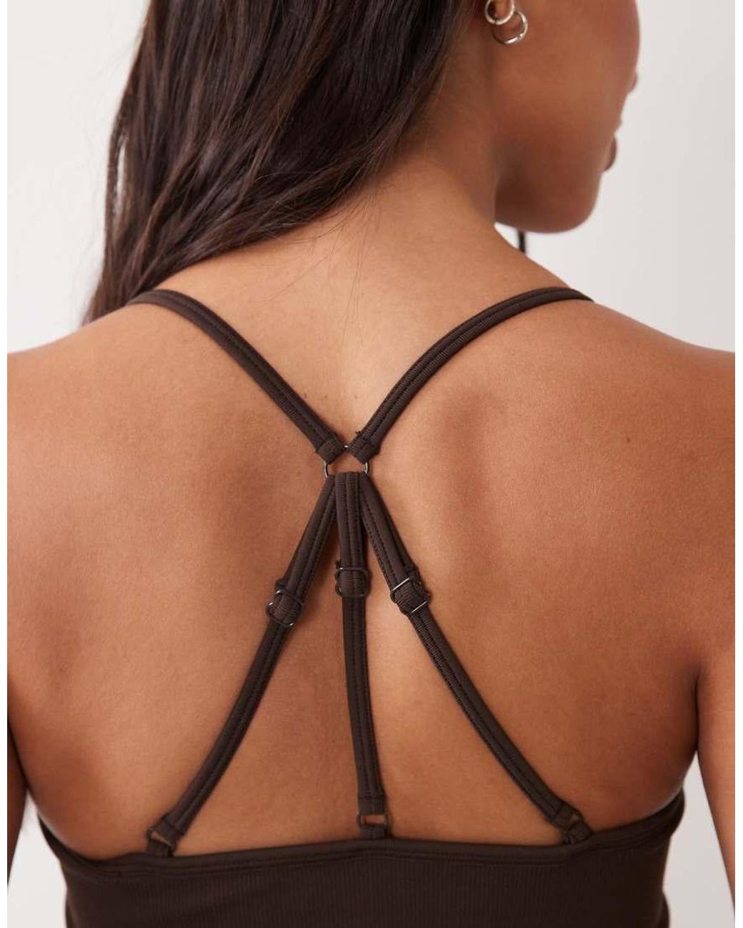 4505 Brown Seamless Baby Rib Medium Support Sports Bra With Removable Padding