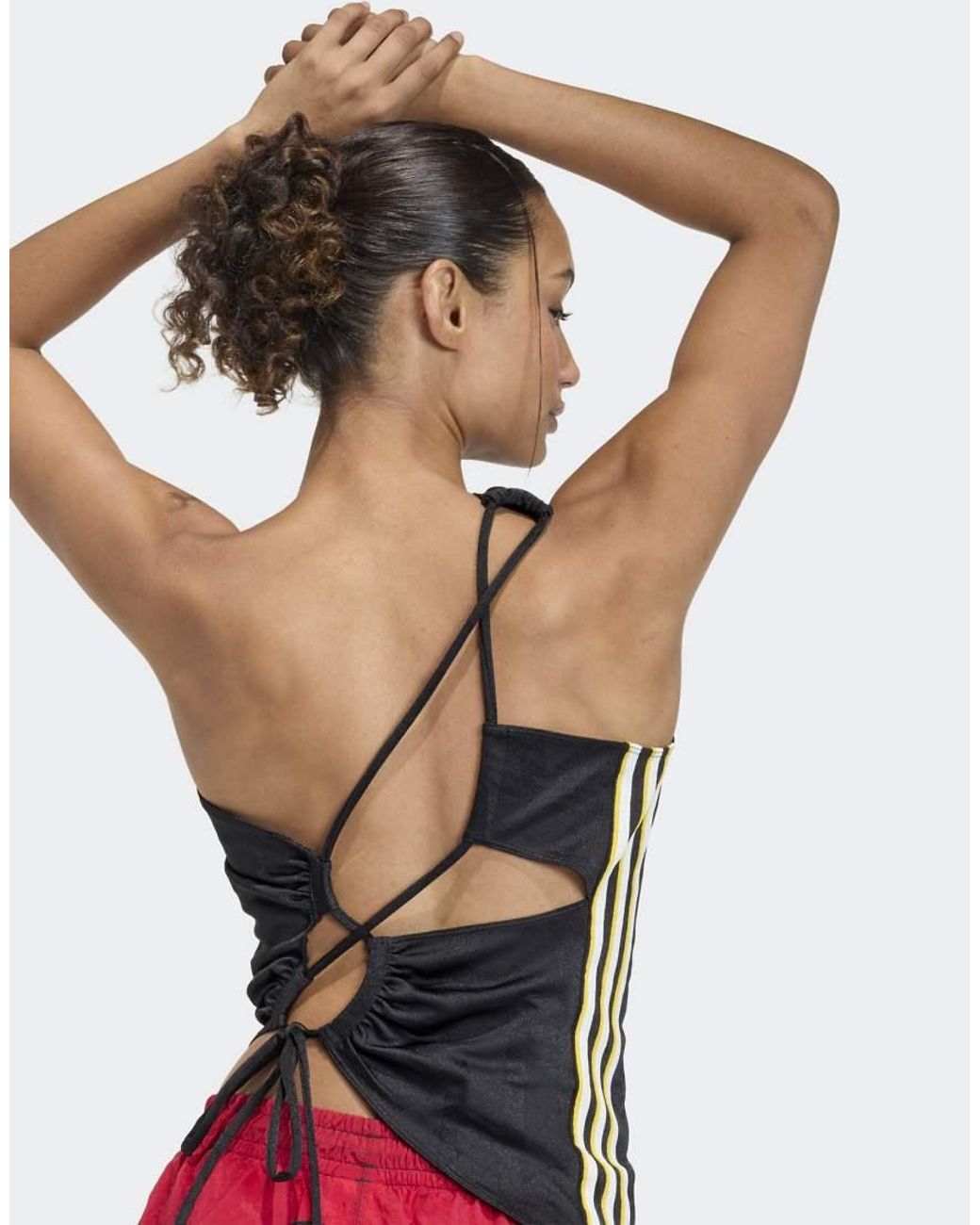 Adidas Originals Blue Rouched One Shoulder Top
