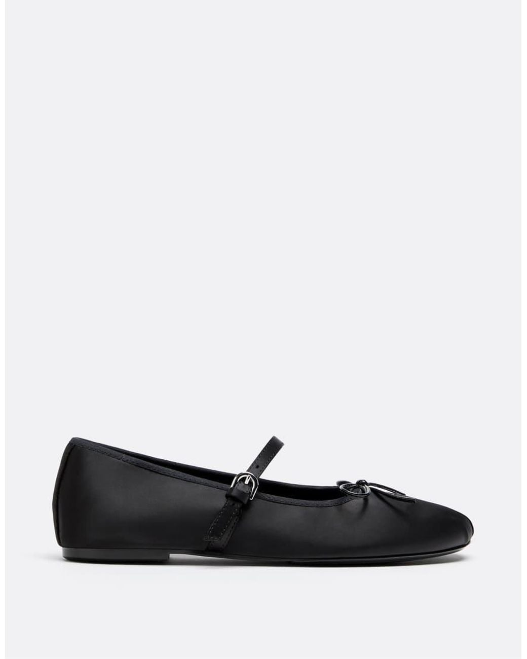 Stradivarius White Satin Buckle Ballet Flats