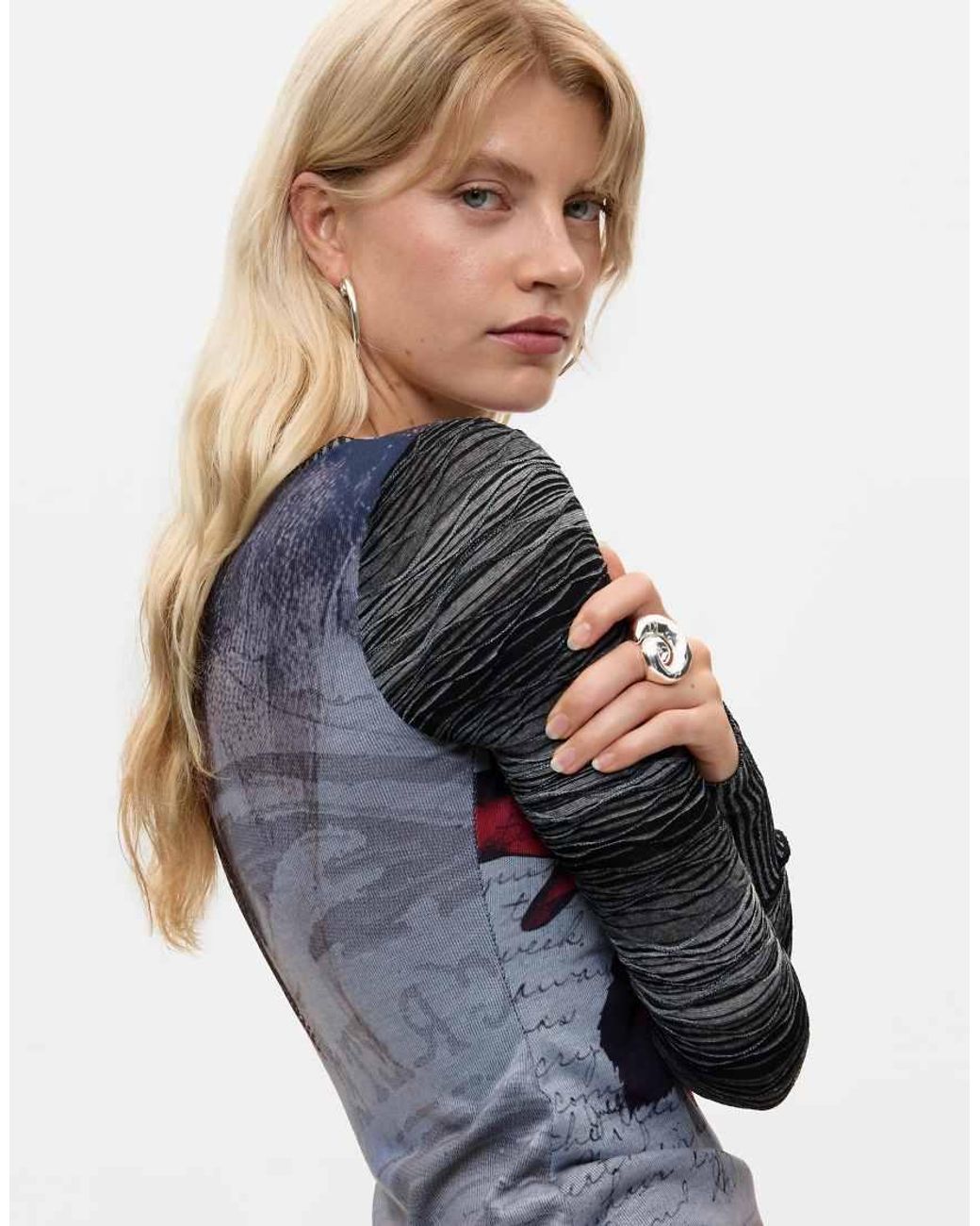 Desigual Blue Printed Knit T-Shirt