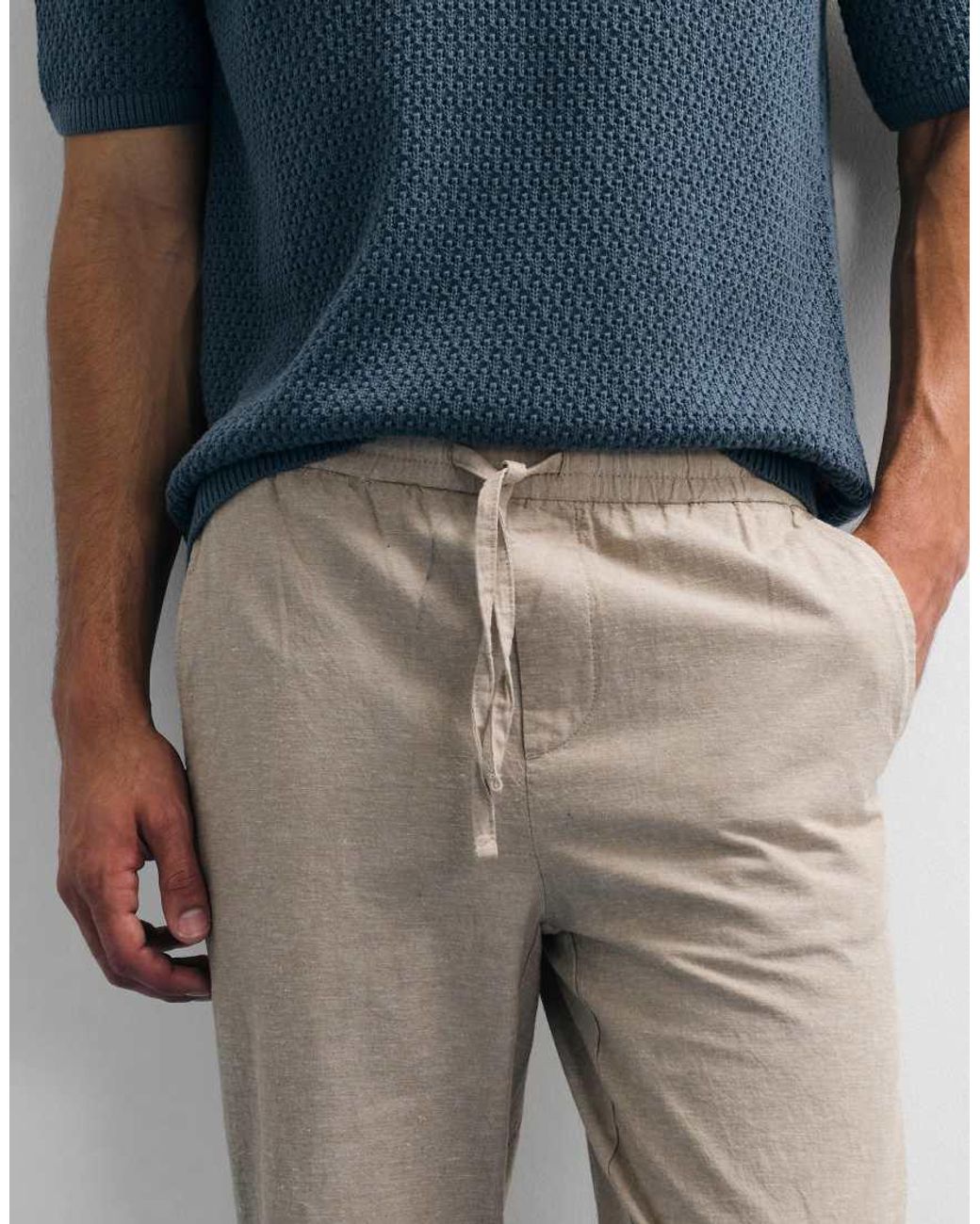 Only & Sons Brown Linen Mix Loose Fit Trouser for men