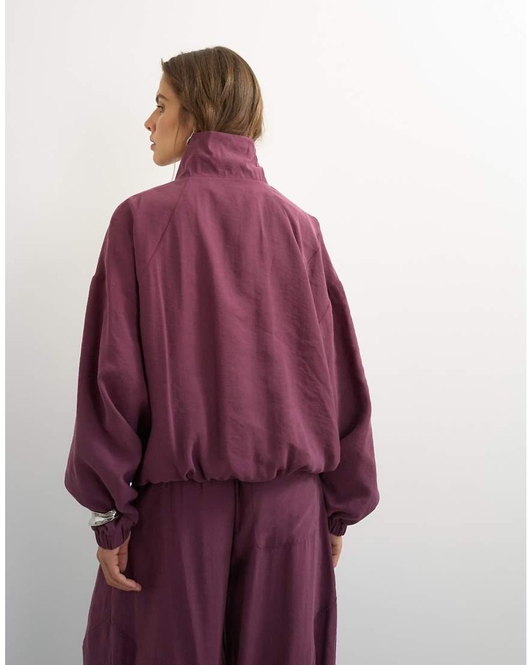 TOPSHOP Purple Co Ord Funnel Neck Track Jacket