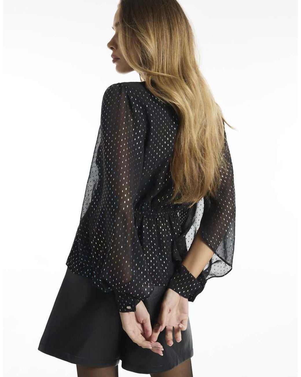 River Island Black Crepe Dot Knot Front Blouse
