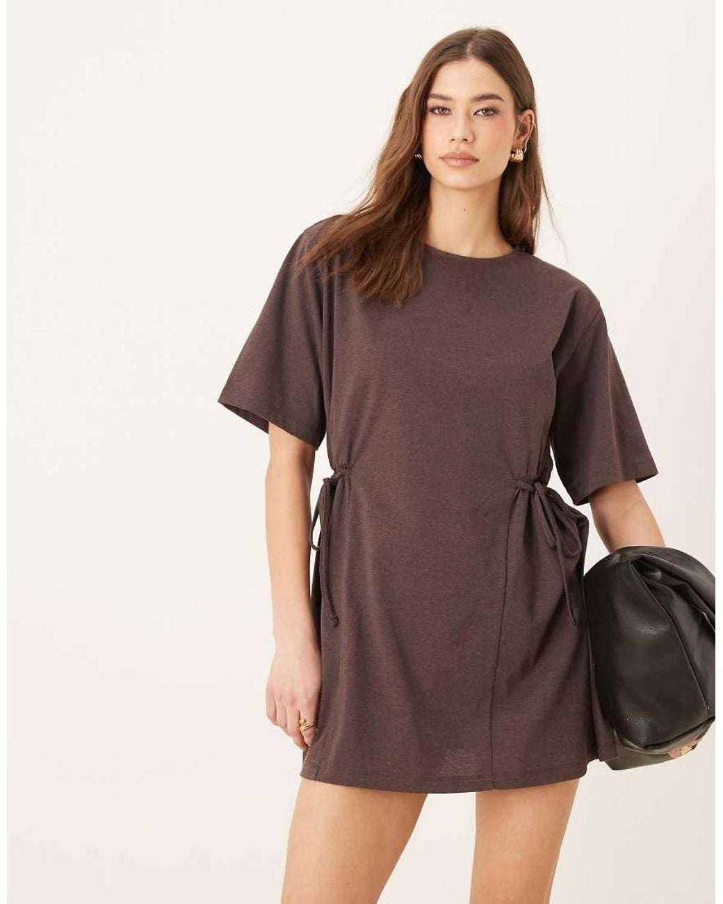 brown oversized t shirt dress Brown Oversized T-Shirt Midi Dress For Women at UAE