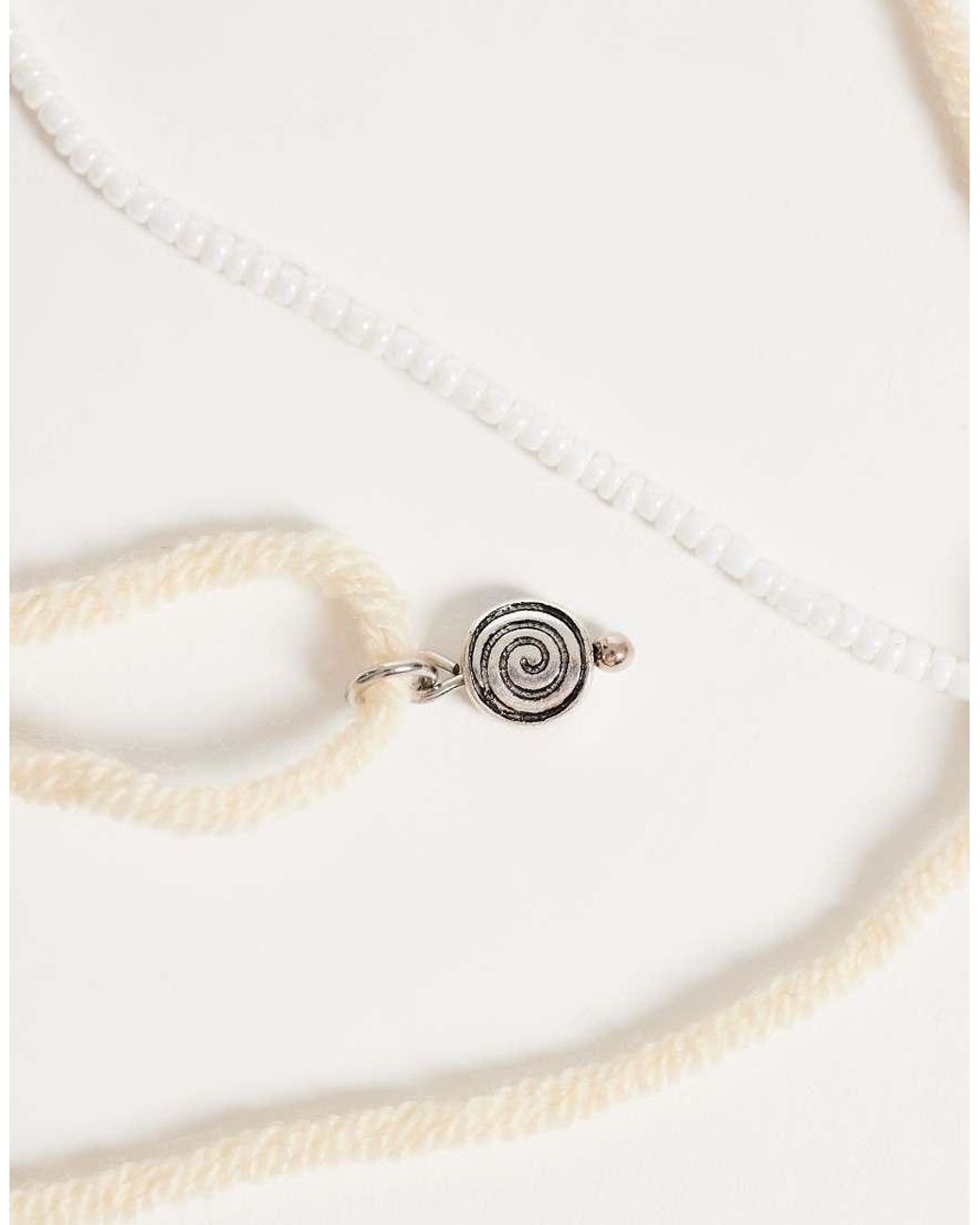 ASOS White 2 Pack Seedbead And Rope Pendant Necklace for men