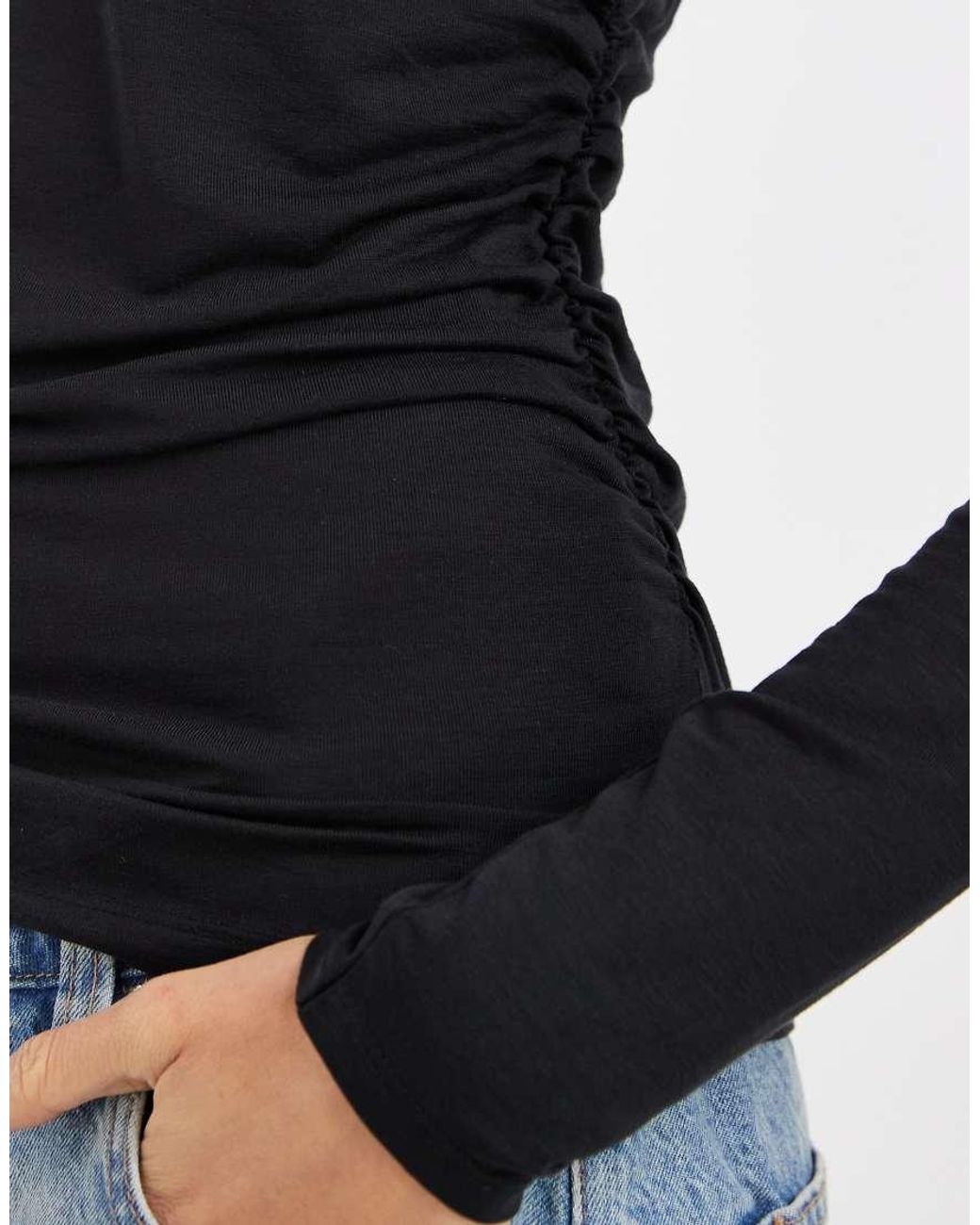 Vero Moda Blue Ruched Long Sleeve Top