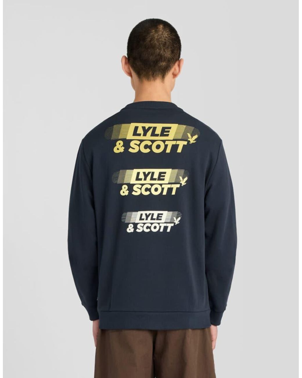 Lyle & Scott Blue Mid Layers Branded Repeat Graphic Sweatshirt for men