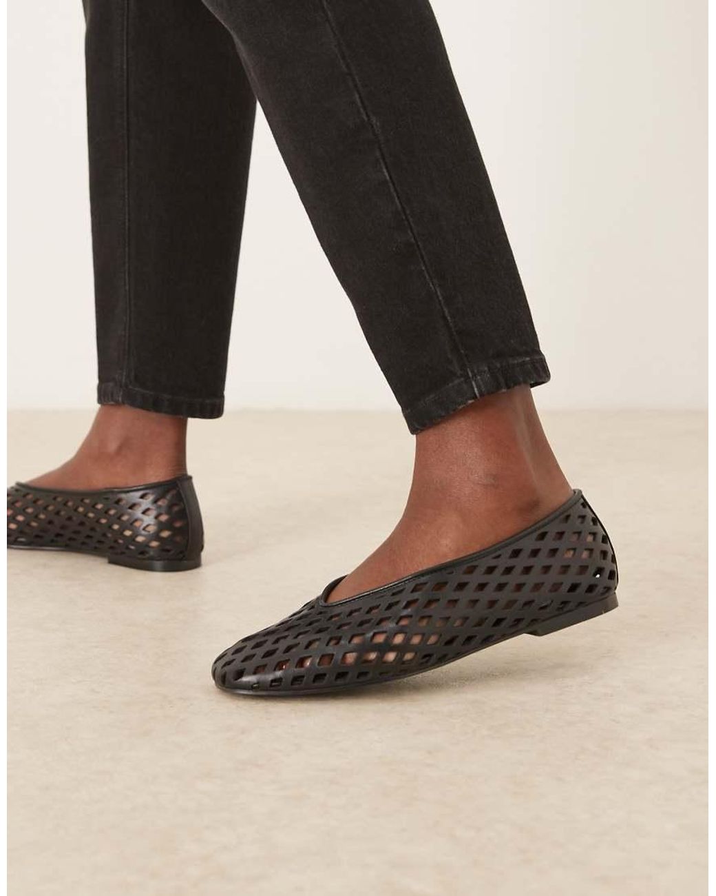 ASOS Black Lush Laser Cut Ballet Flats