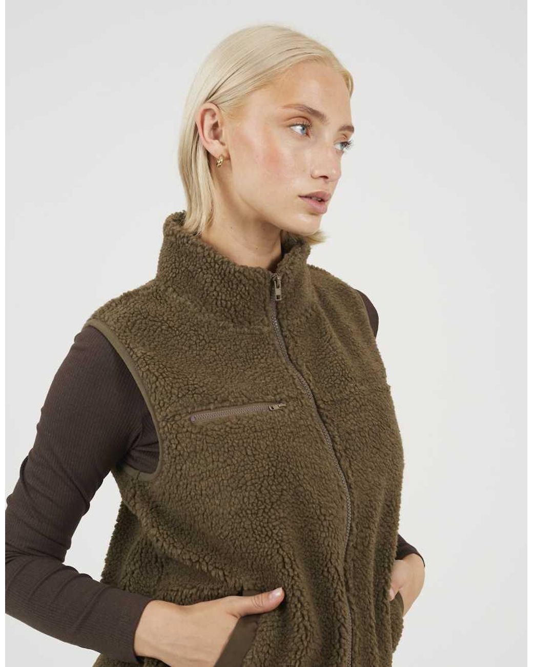 Brave Soul Natural Zip Through Fleece Gilet