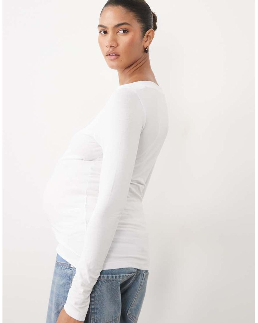 Mama.licious White Mamalicious Maternity Long Sleeve Boat Neck T-Shirt
