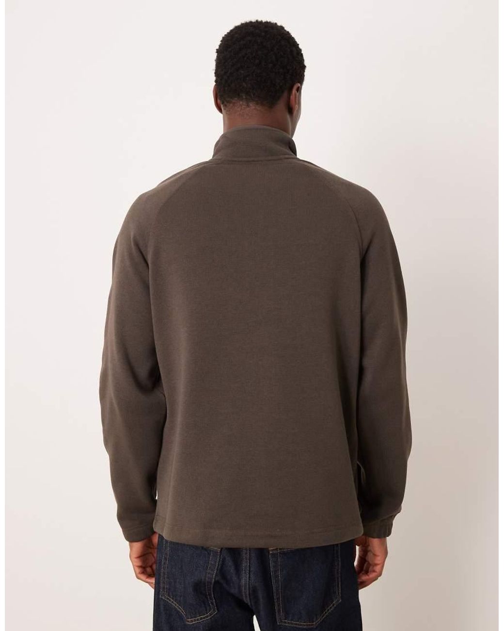 ARKET Brown Half Zip Fleece Sweatshirt for men