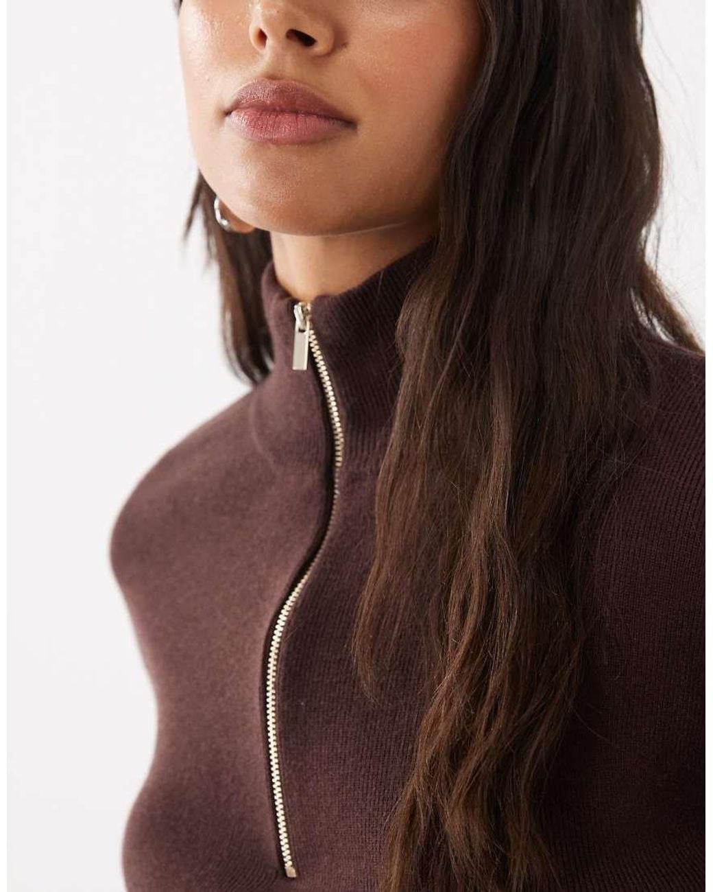 New Look Brown Compact Knit Half Zip Jumper