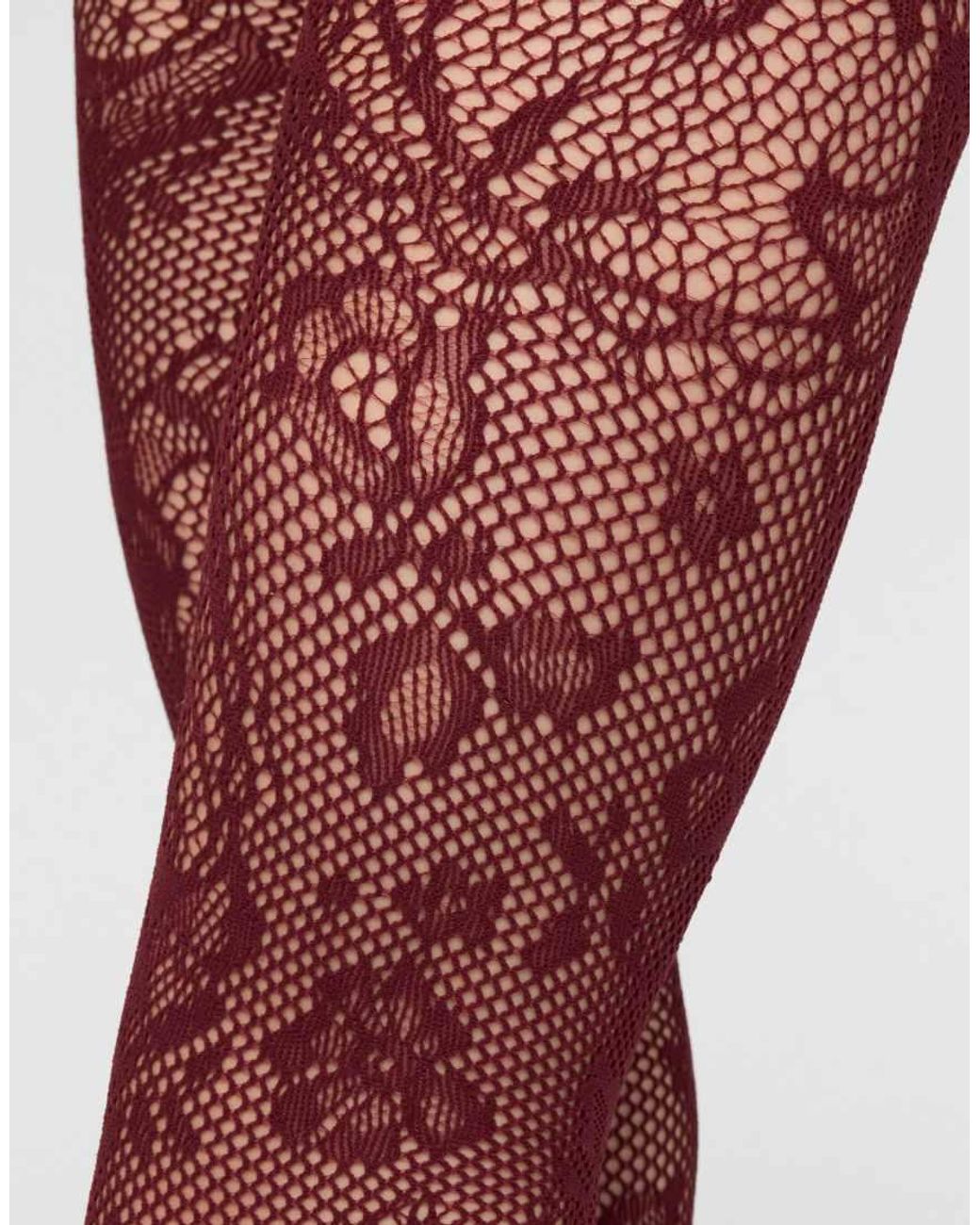 Calzedonia Red Liberty Floral Fishnet Tights