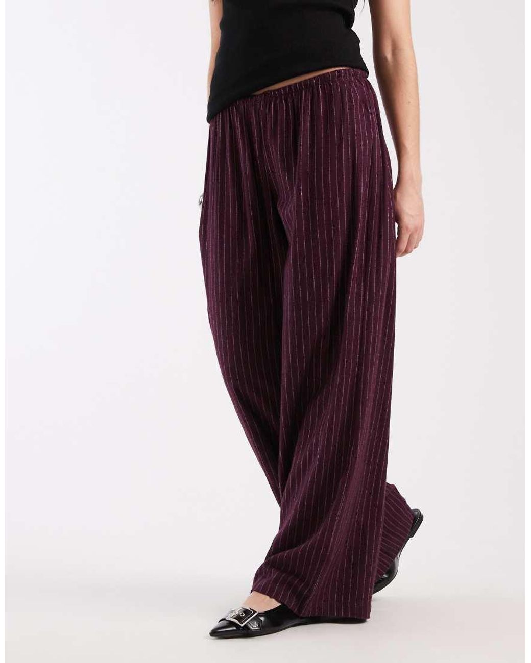 Cotton On Purple Flannel Wide Leg Pants
