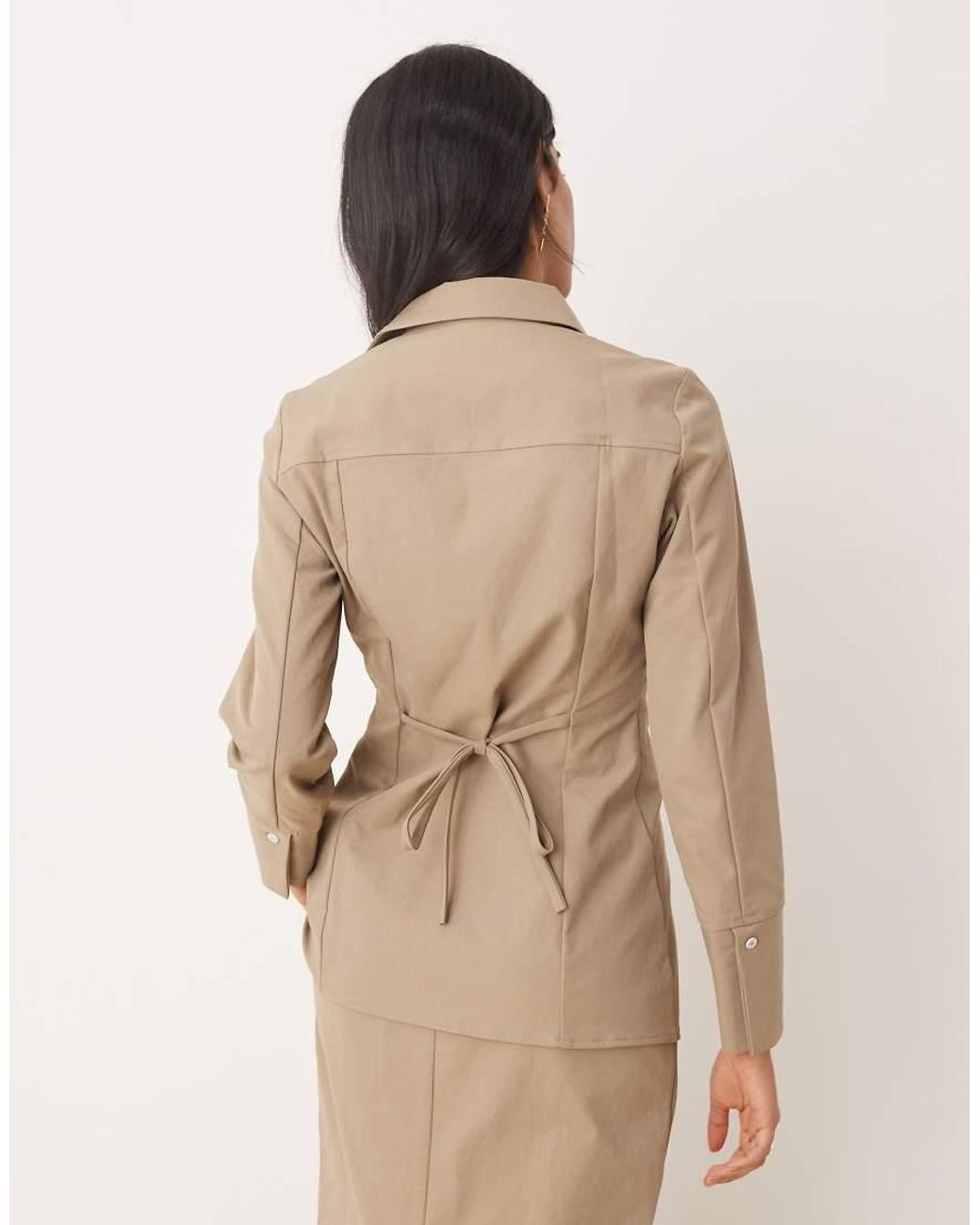 Pretty Lavish Natural Cinched Shirt Co-ord