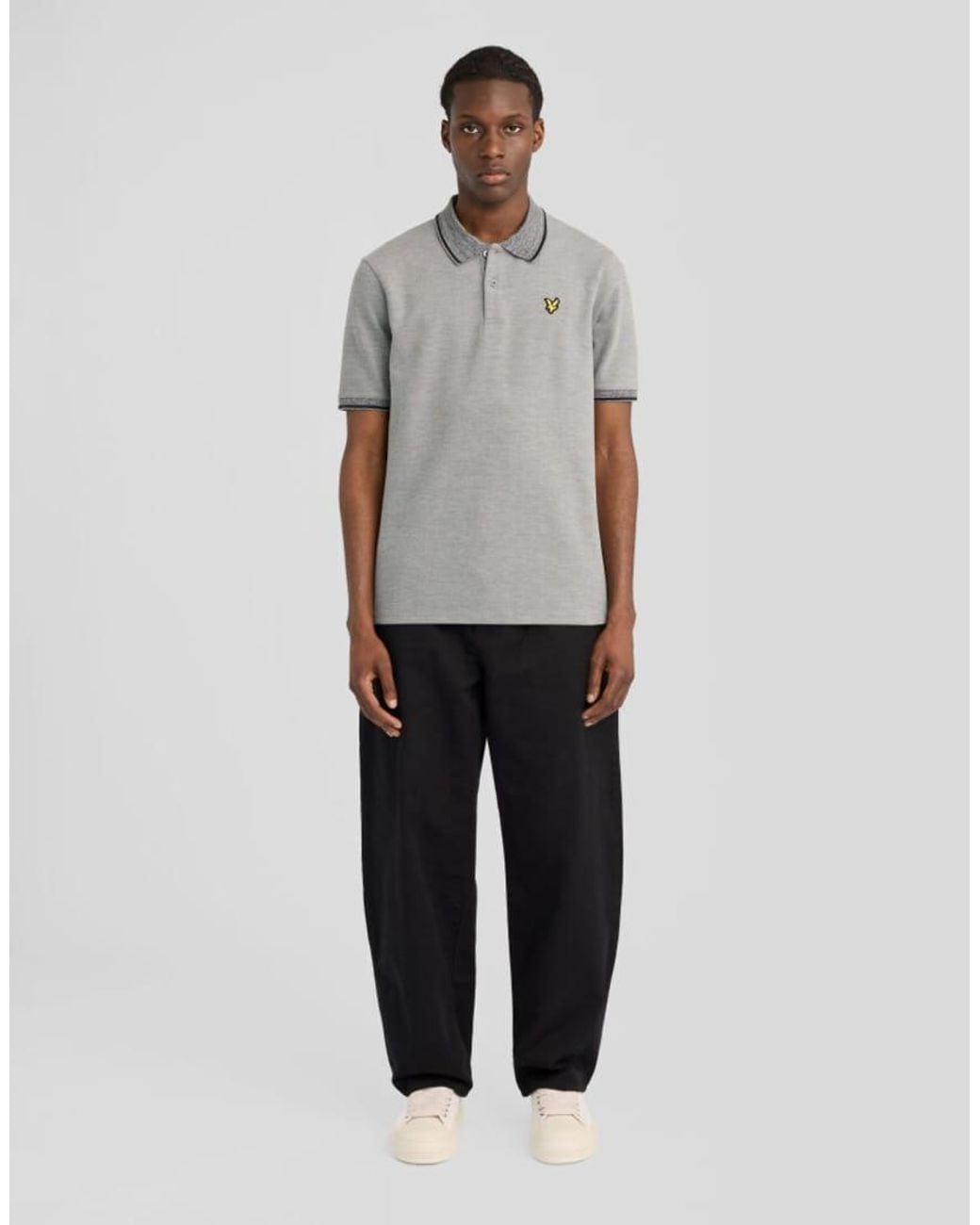 Lyle & Scott Gray Ss Polo Shirts Static Marl Interlock Polo Shirt for men