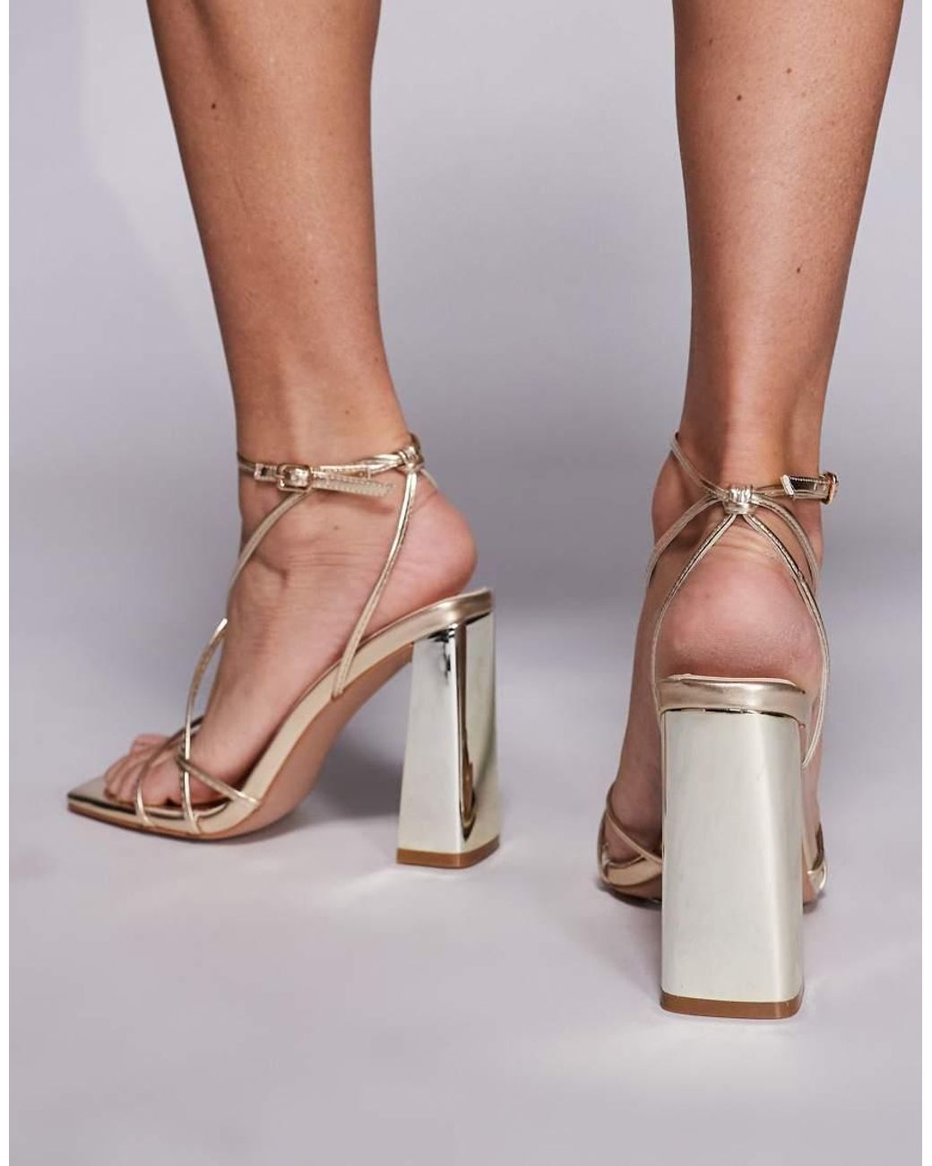 SIMMI Metallic Simmi London Carmela Strappy Block Heeled Sandals