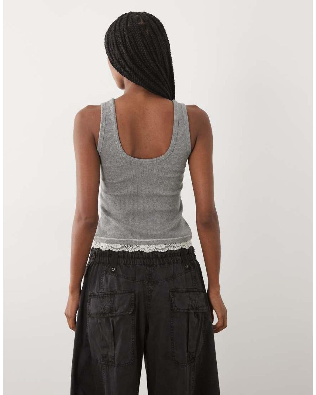 Abercrombie & Fitch Gray Scoop Neck Tank Top With Built